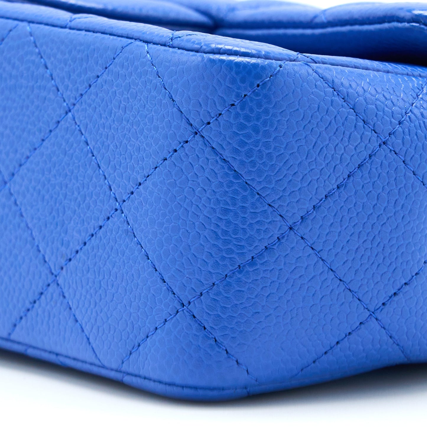 Chanel Mini Rectangular Flap Bag Caviar Blue Ruthenium Hardware