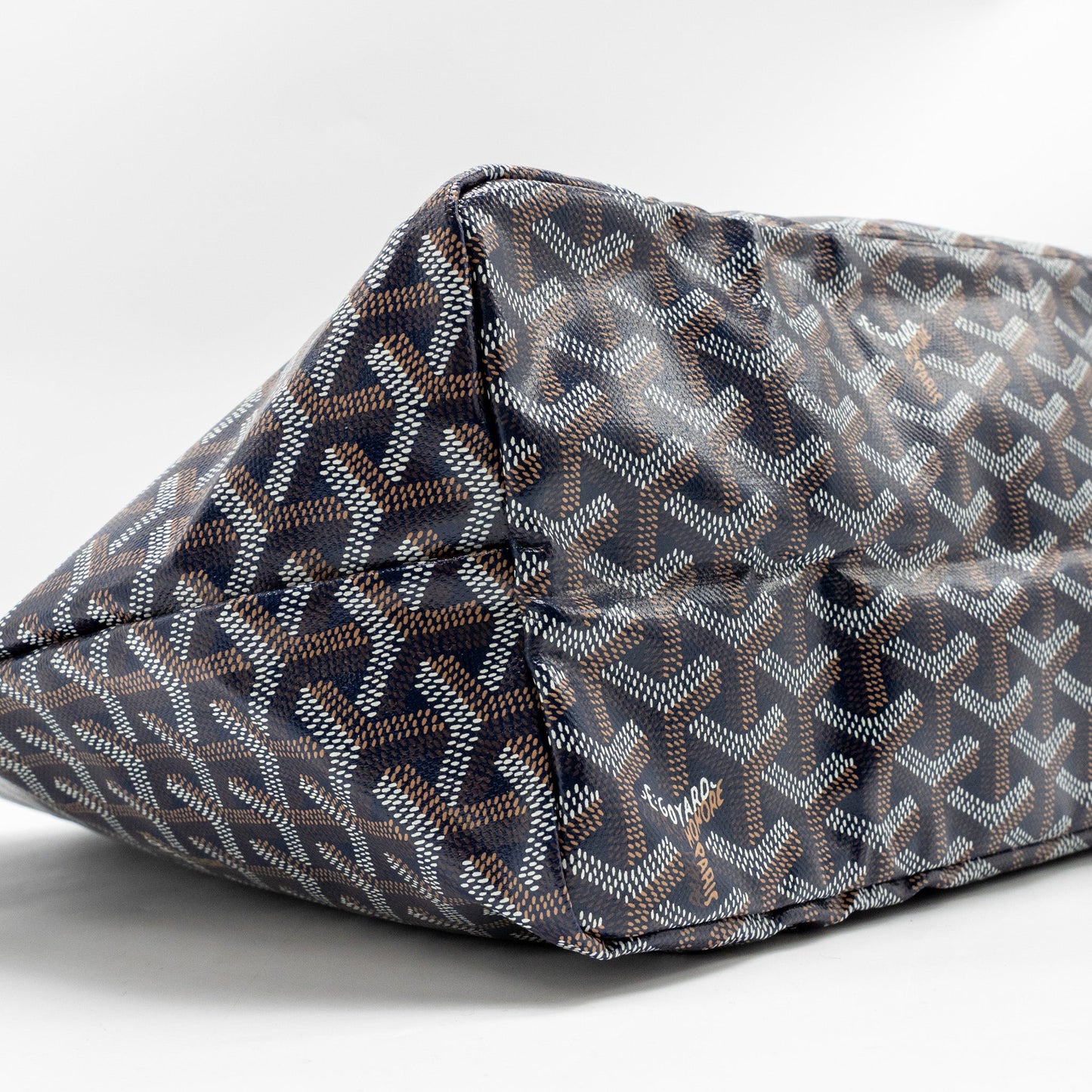 Goyard Saint Louis PM Tote Goyardine Canvas/Calfskin Navy Blue SHW