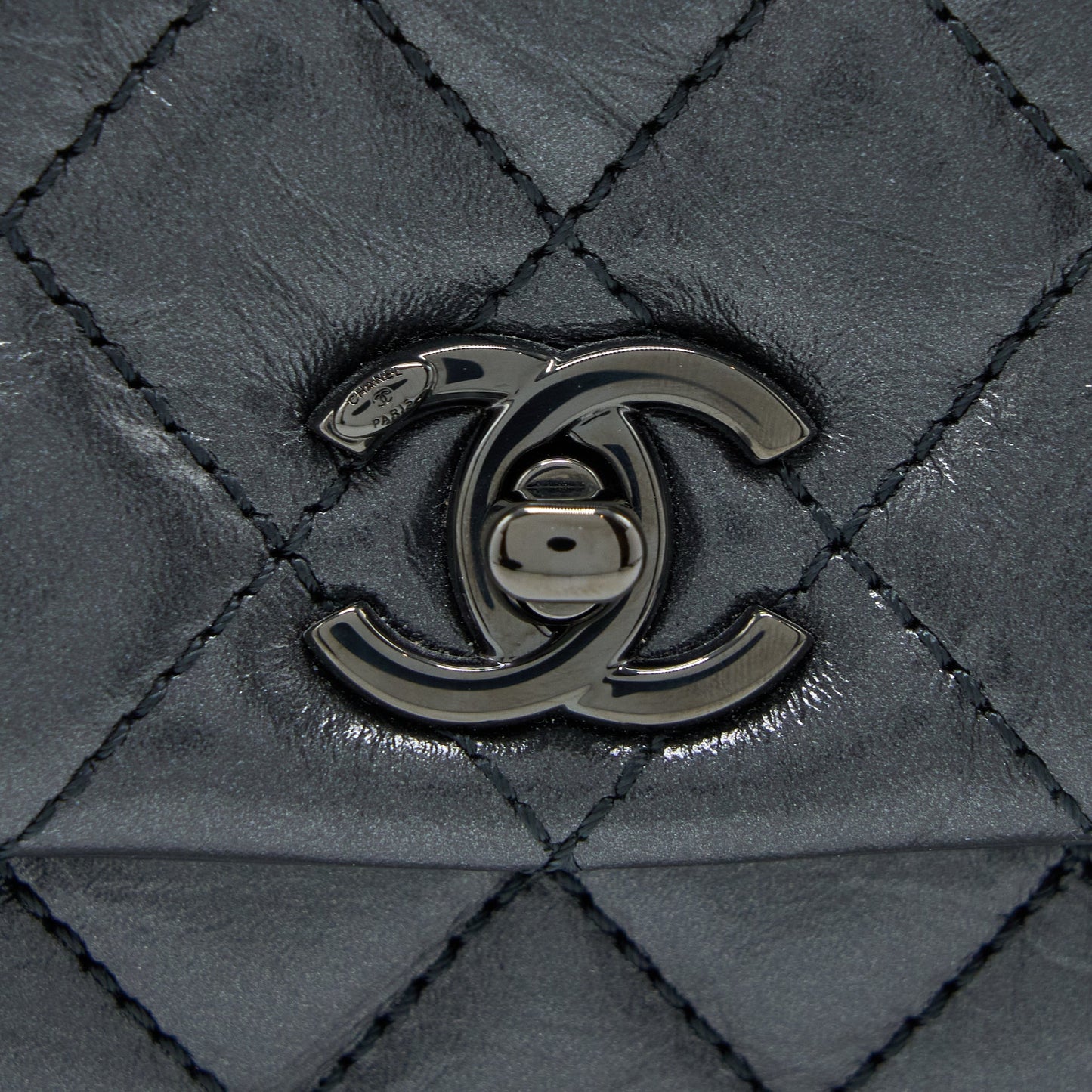 Chanel Small Coco Handle Aged Calfskin So Black With Black Hardware