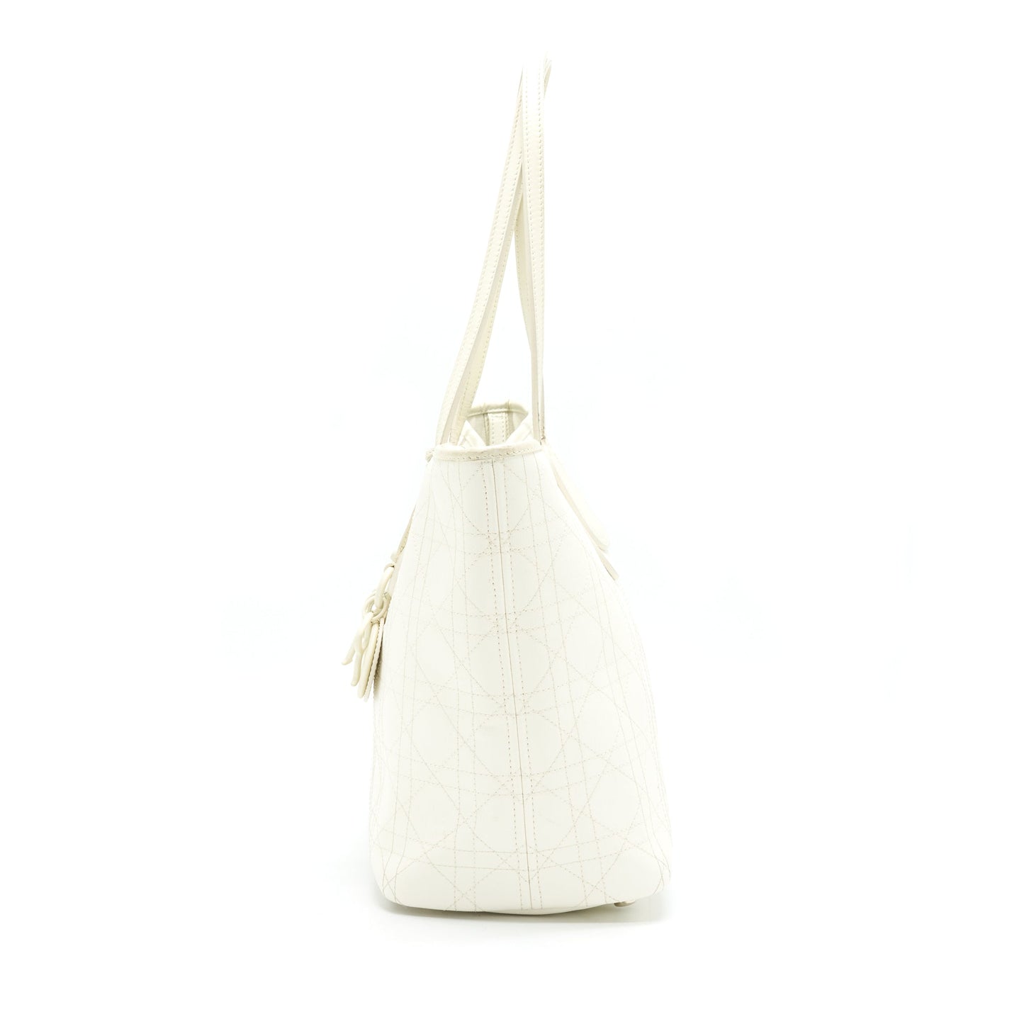 Christian Luxury Dior Canvas and Leather Tote Bag in Creamy White