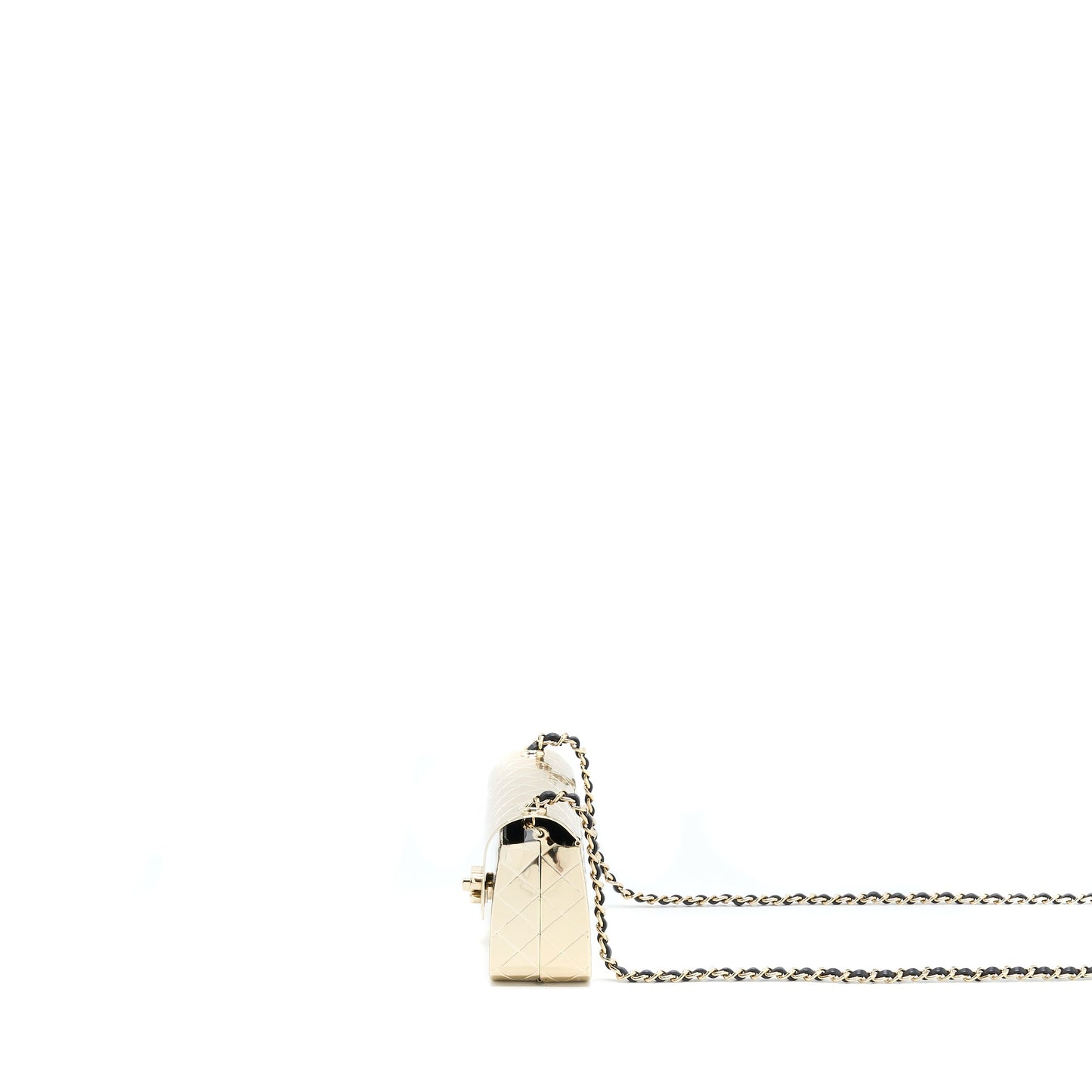 Chanel Mini Evening Bag Gold Tone Hammered Metal And Gold Tone Metal (Microchip )