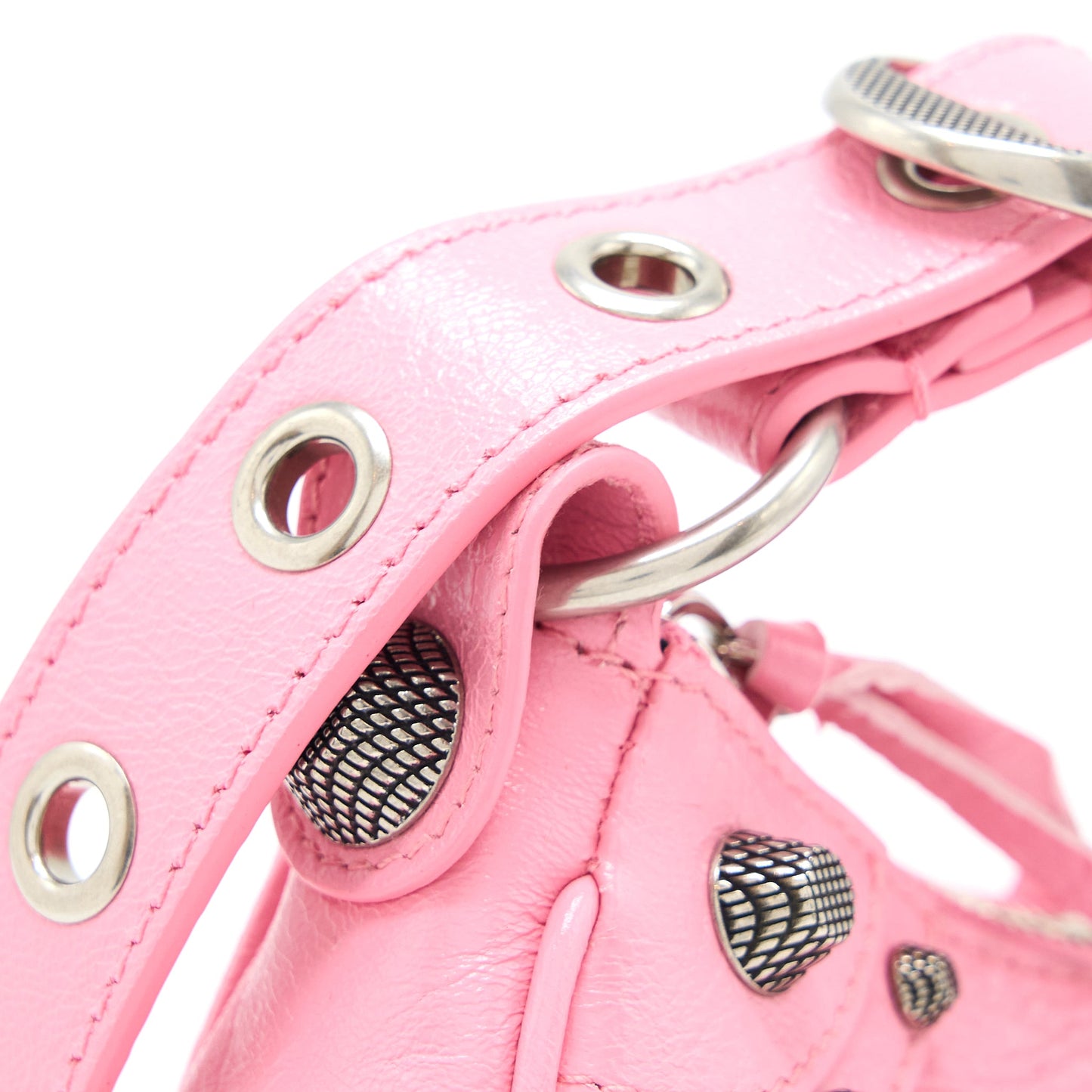 Balenciaga Le Cagole XS Shoulder Bag Calfskin Pink Aged-Silver Hardware