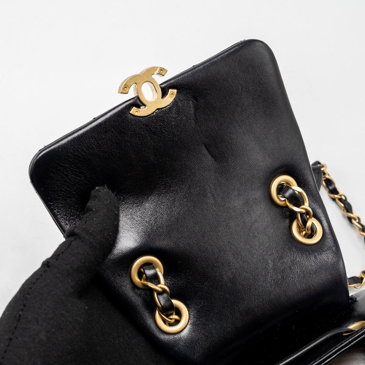 CHANEL 23K Mini Backpack Lambskin Black GHW (Microchip)