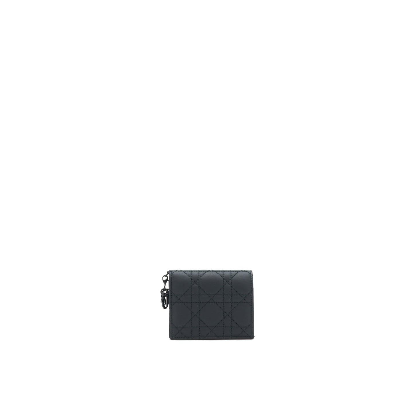Christian Luxury Dior Ultra Matte Black Cannage Quilted Leather Lady Luxury Dior Card Holder
