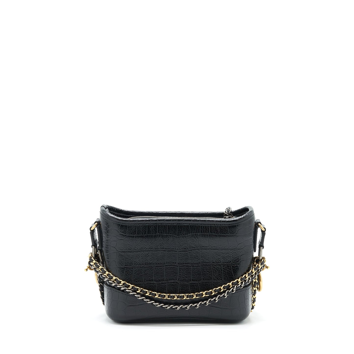 Chanel Small Gabrielle Hobo Bag Crocodile Embossed Calfskin Black Multicolour Hardware