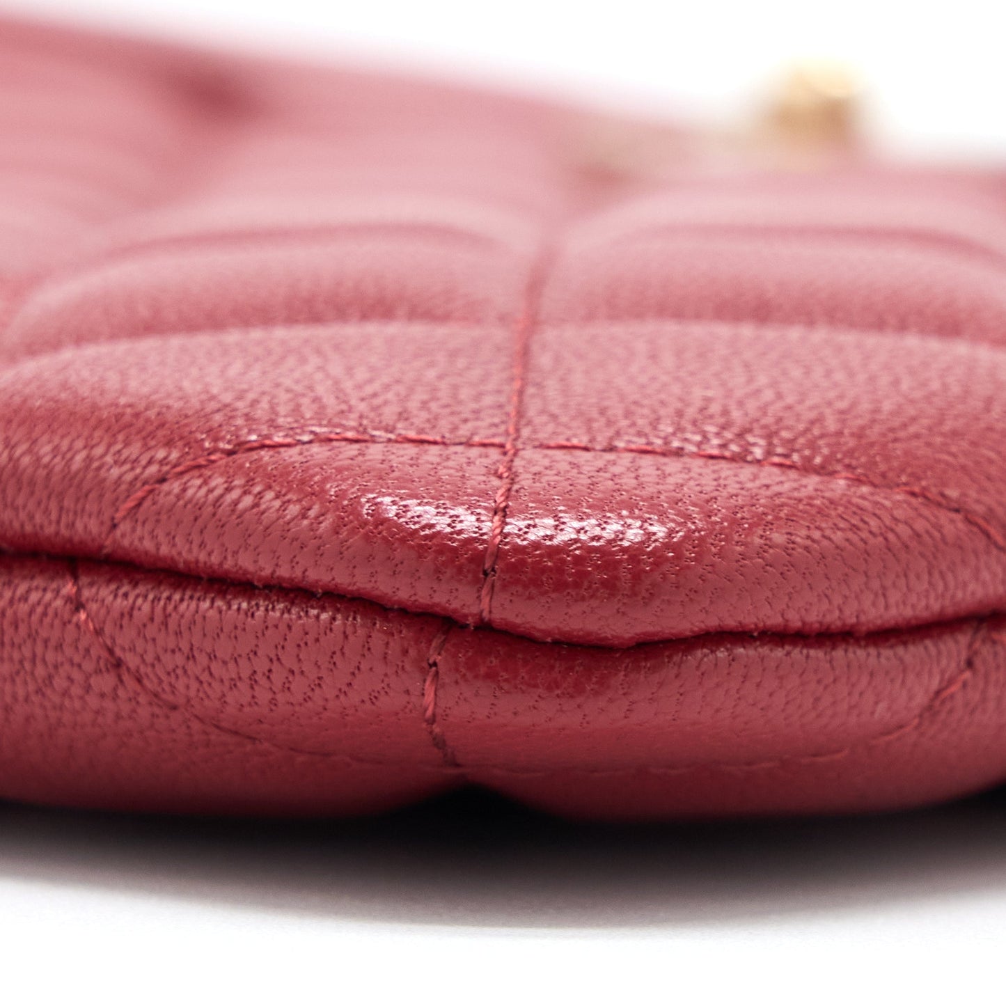 Chanel CC Logo Quilted Zip Pouch/Clutch Calfskin Red GHW