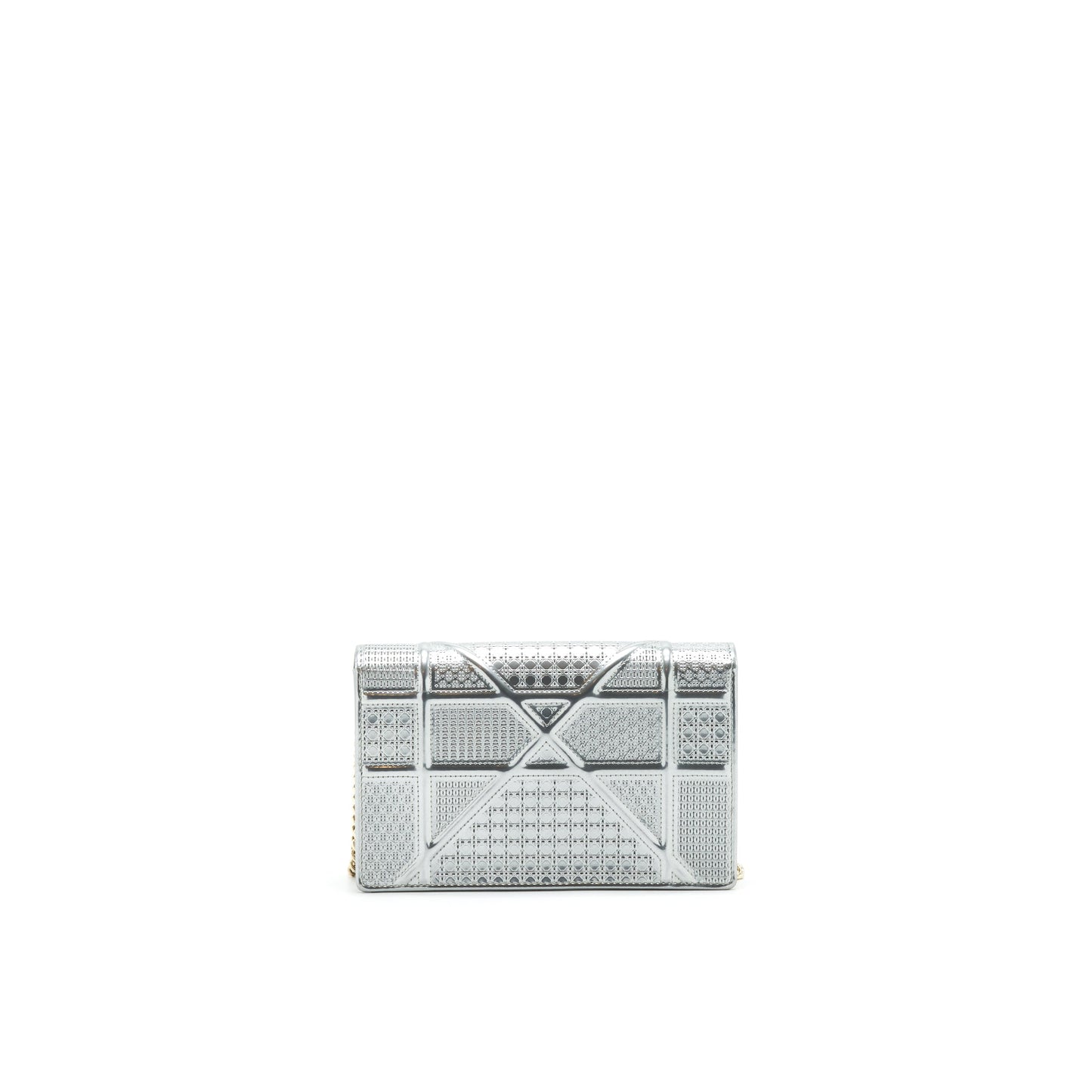 Luxury Dior Luxury DiorAMA WALLET ON CHAIN IN METALLIC SILVER GHW