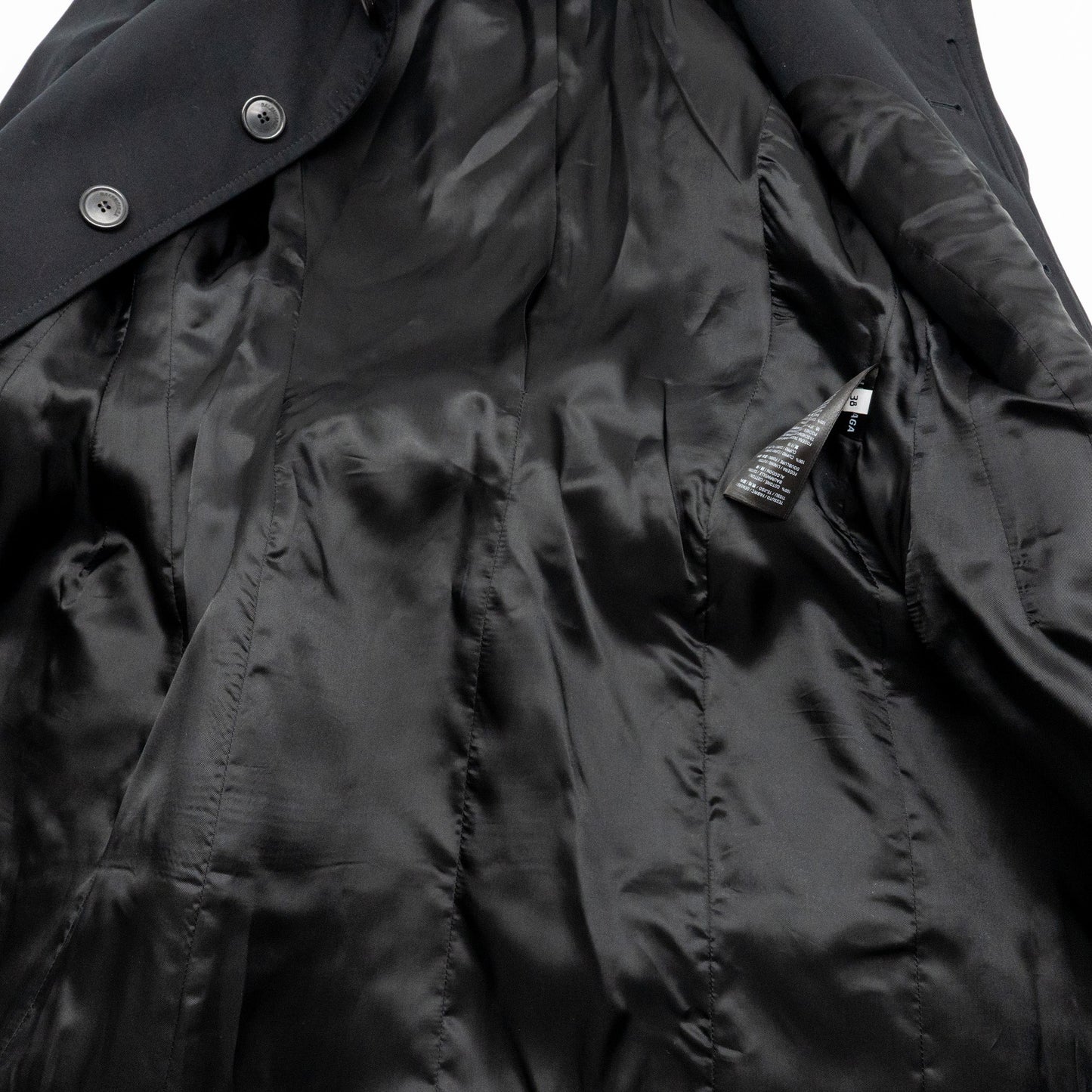 Balenciaga Size 38 Hourglass Trech Coat Cotton/ Cupro Black