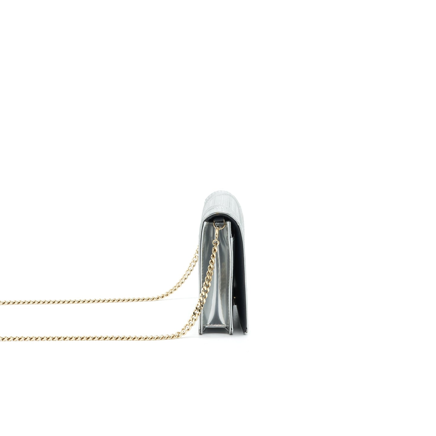 Luxury Dior Luxury DiorAMA WALLET ON CHAIN IN METALLIC SILVER GHW