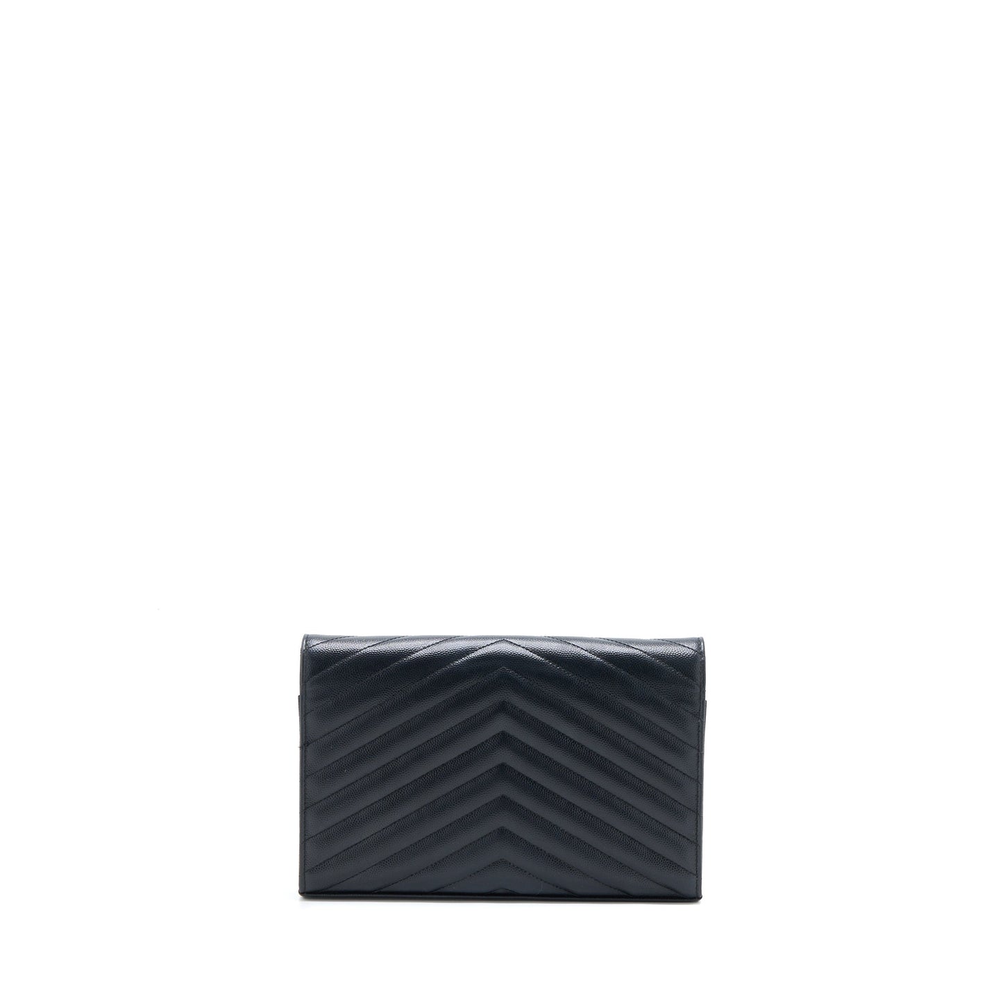 Saint Laurent/YSL Cassandra Matelasse Envelope Chain Wallet Grained Calfskin Black GHW