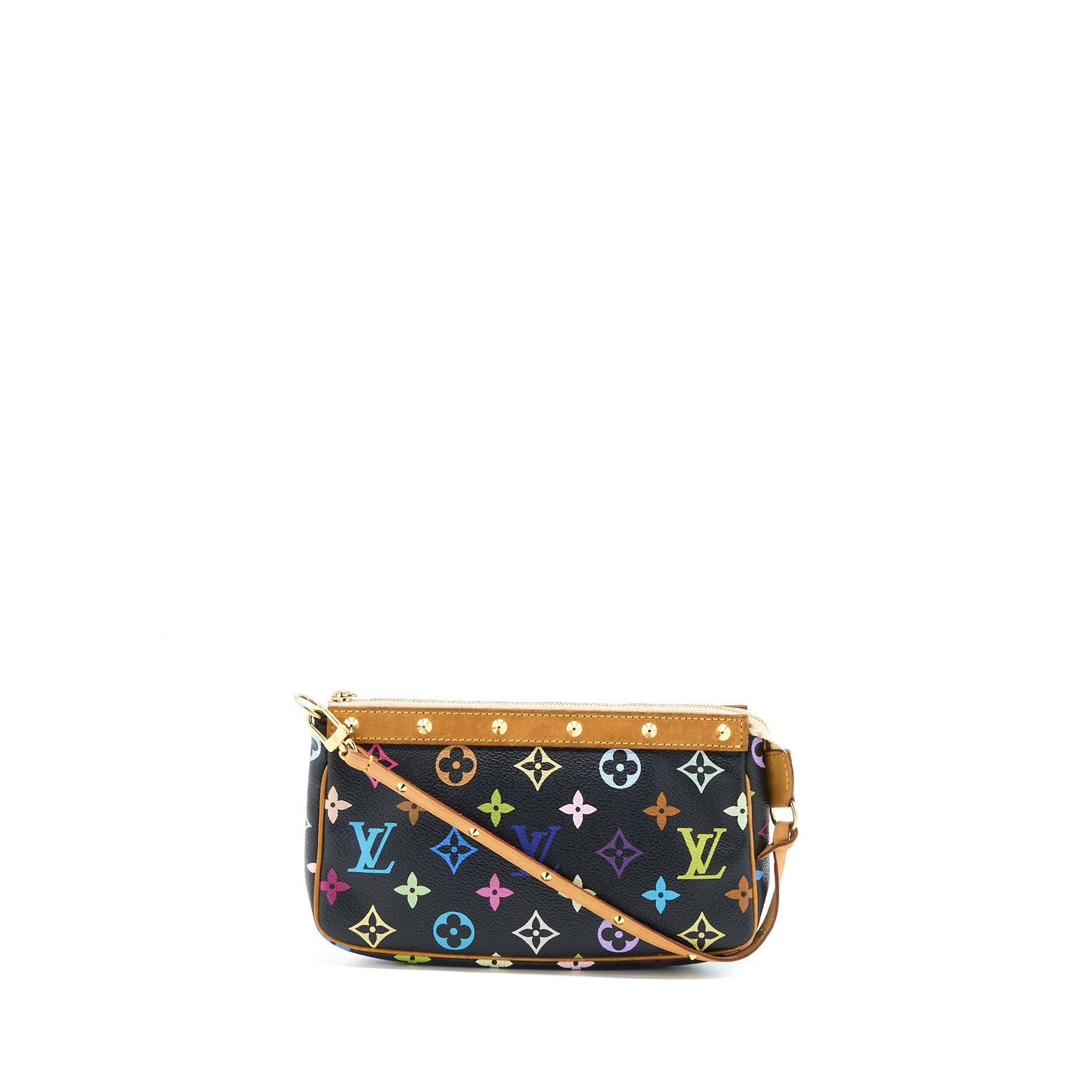 Louis Vuitton Vintage Pochette Accessories Multicolour Monogram Canvas Black GHW