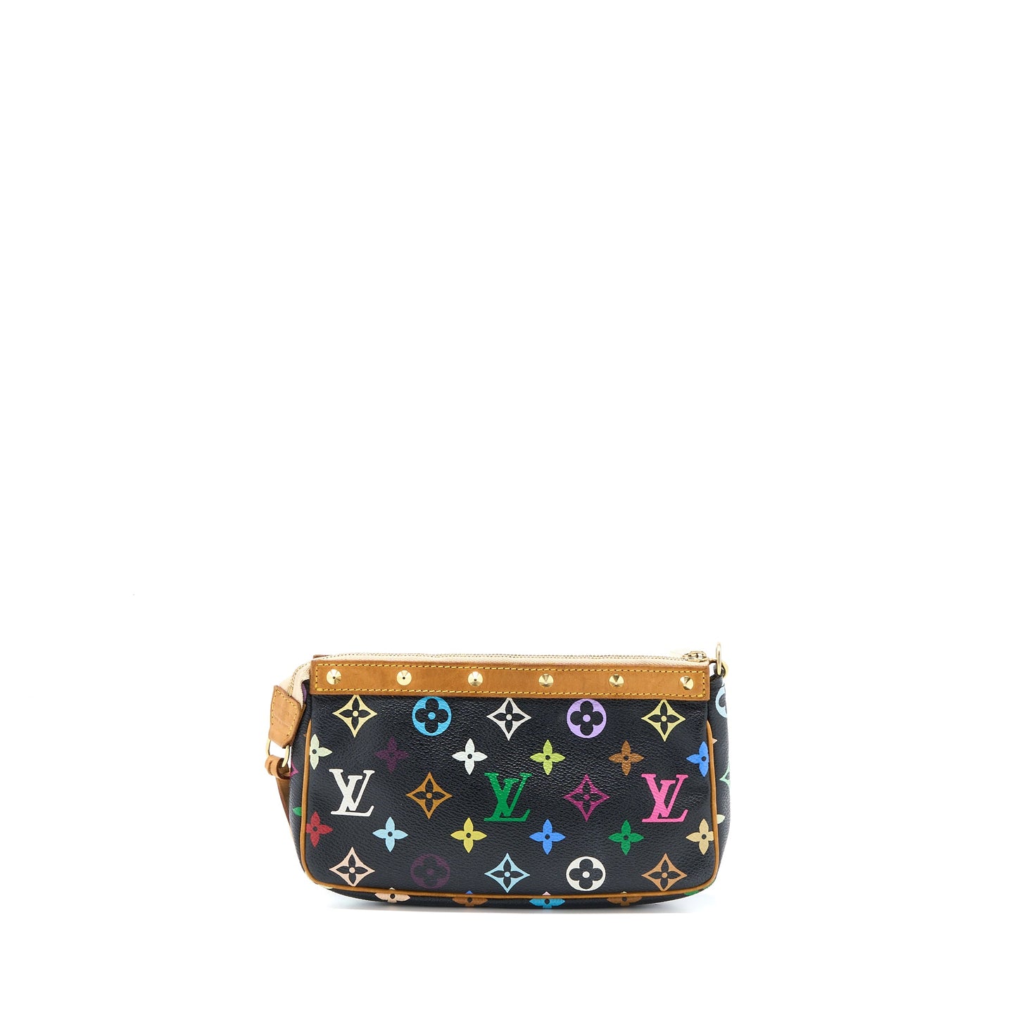Louis Vuitton Vintage Pochette Accessories Multicolour Monogram Canvas Black GHW