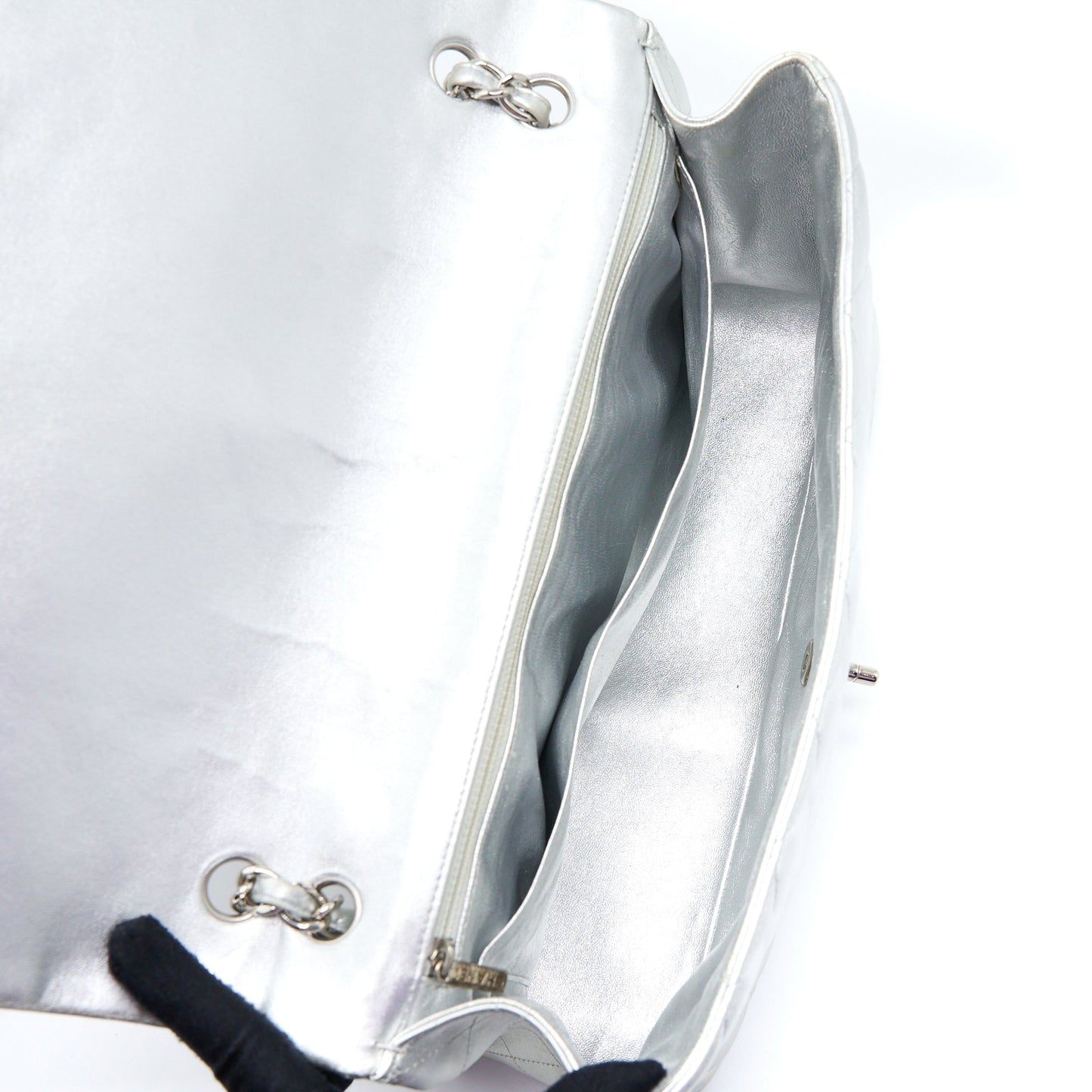 Chanel Maxi Classic Single Flap Bag Lambskin Silver SHW