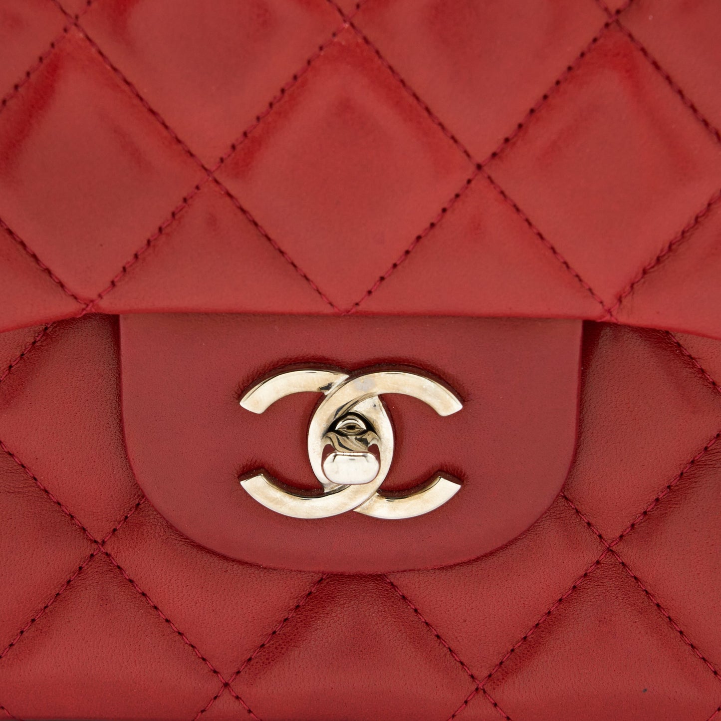 Chanel Classic Jumbo Single Flap Bag Lambskin Red SHW