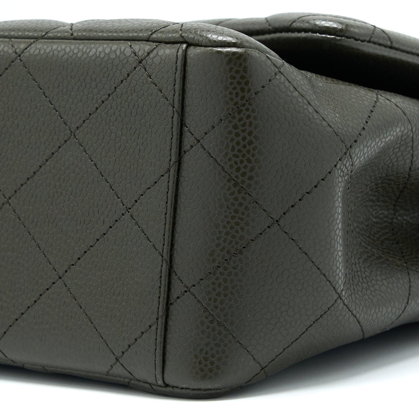 Chanel Maxi Classic Double Flap Bag Caviar Olive Green Brushed GHW