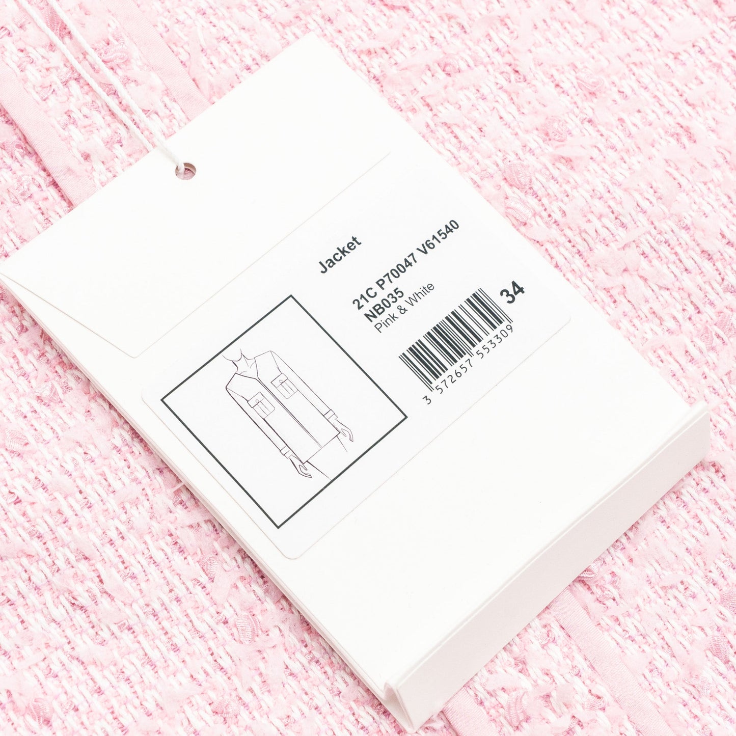 Chanel 21C Size 34 Jacket Polyamide/cotton/silk Pink/White