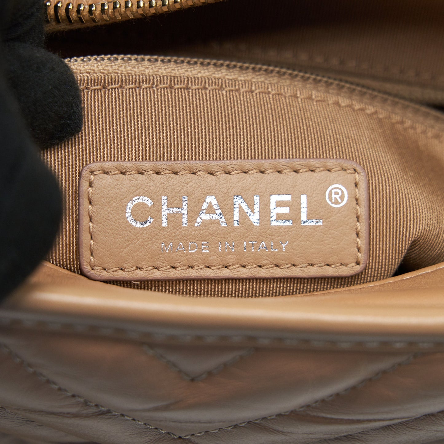Chanel Gabrielle Hobo Small in Chevron Beige