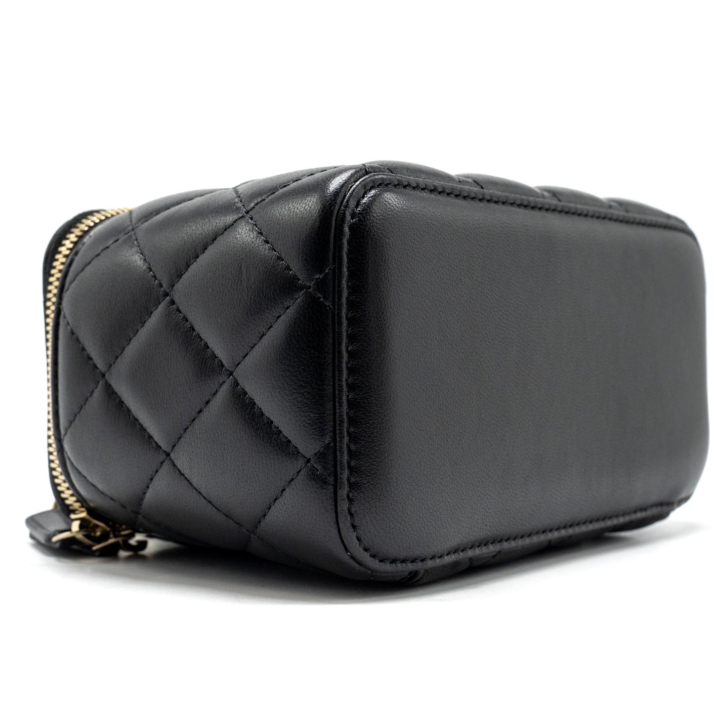 Chanel long vanity case lambskin black LGHW