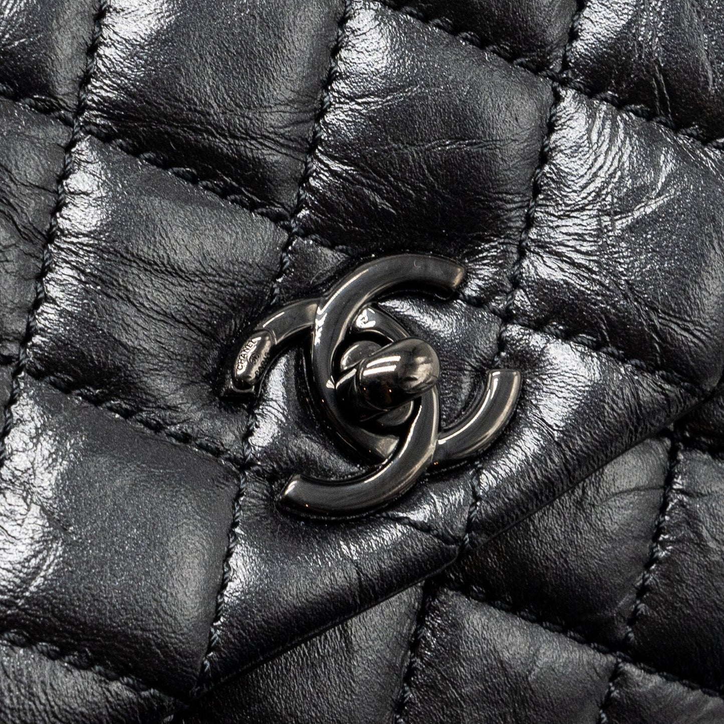 Chanel small coco handle aged calfskin black with black hardware
