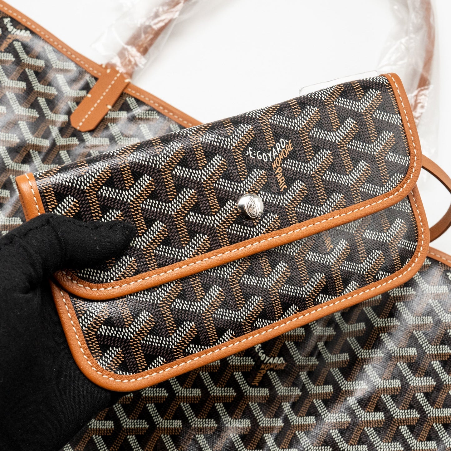 Goyard Saint Louis GM Tote Bag Goyardine Canvas/Leather Black/Brown SHW