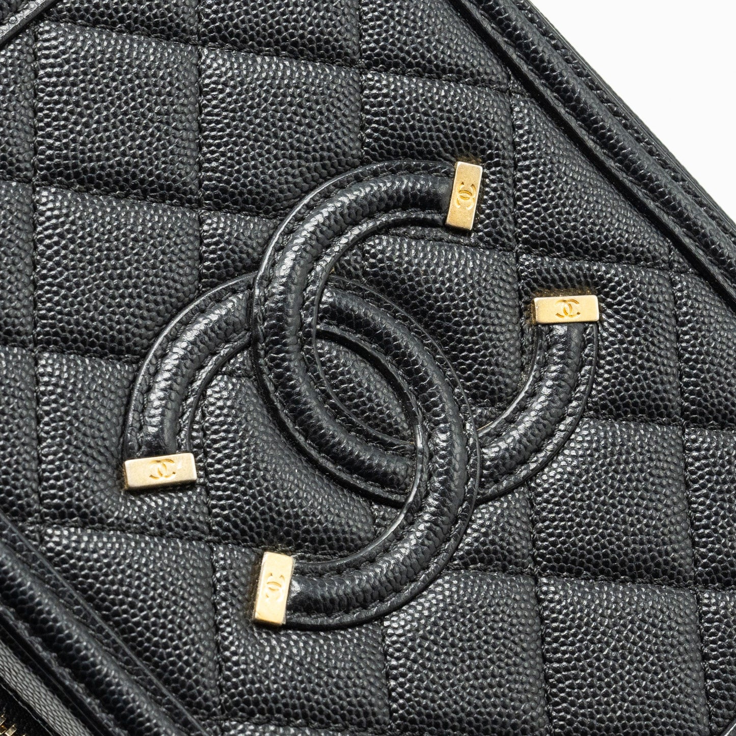 Chanel Filigree Vertical Vanity Case Caviar Black GHW