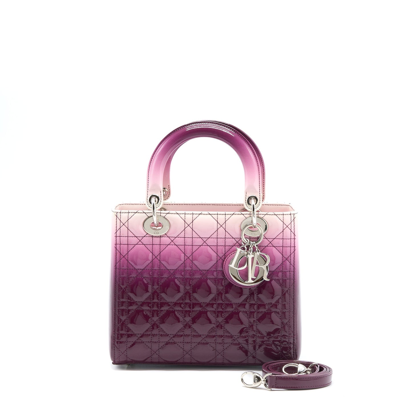 Luxury Dior Medium Lady Luxury Dior Patent White/Purple SHW