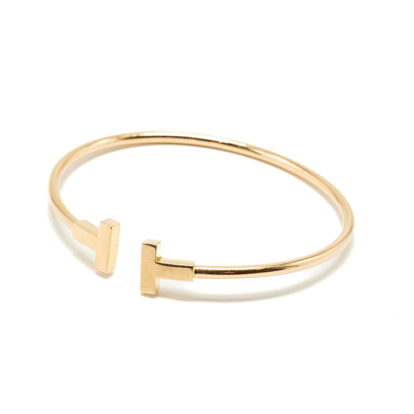 TIFFANY T Size Medium Narrow Wire Bracelet 18K Rose Gold
