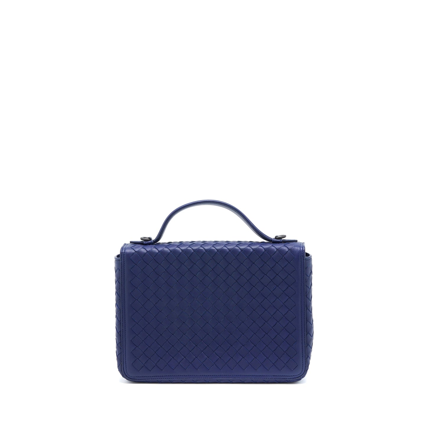 Bottega Veneta Top handle Crossbody Bag Navy Blue With Black Hardware