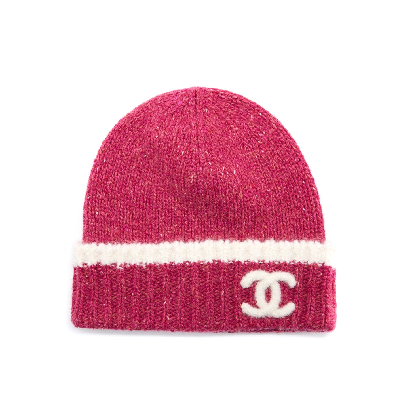 Chanel Beanie Hat Cashmere Pink/White