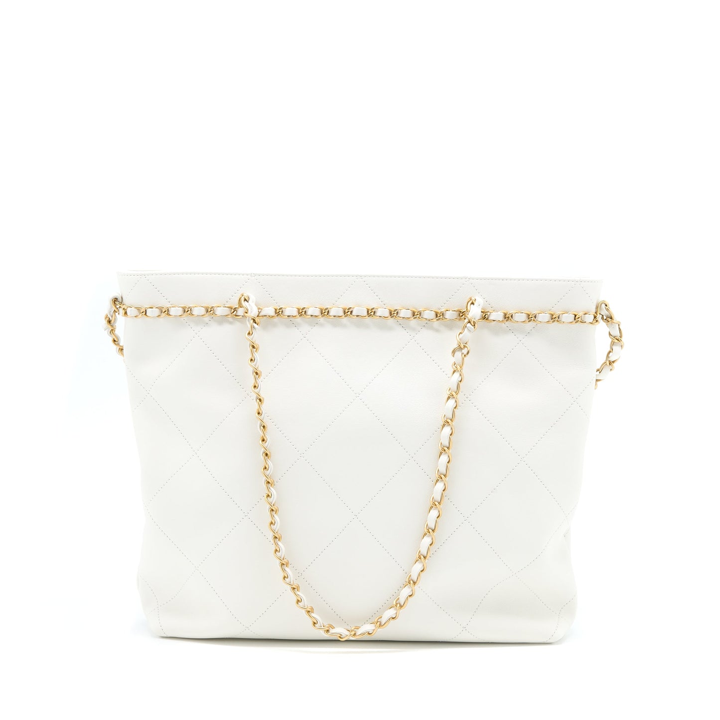Chanel Tote Bag Quilted Calfskin White Brushed GHW