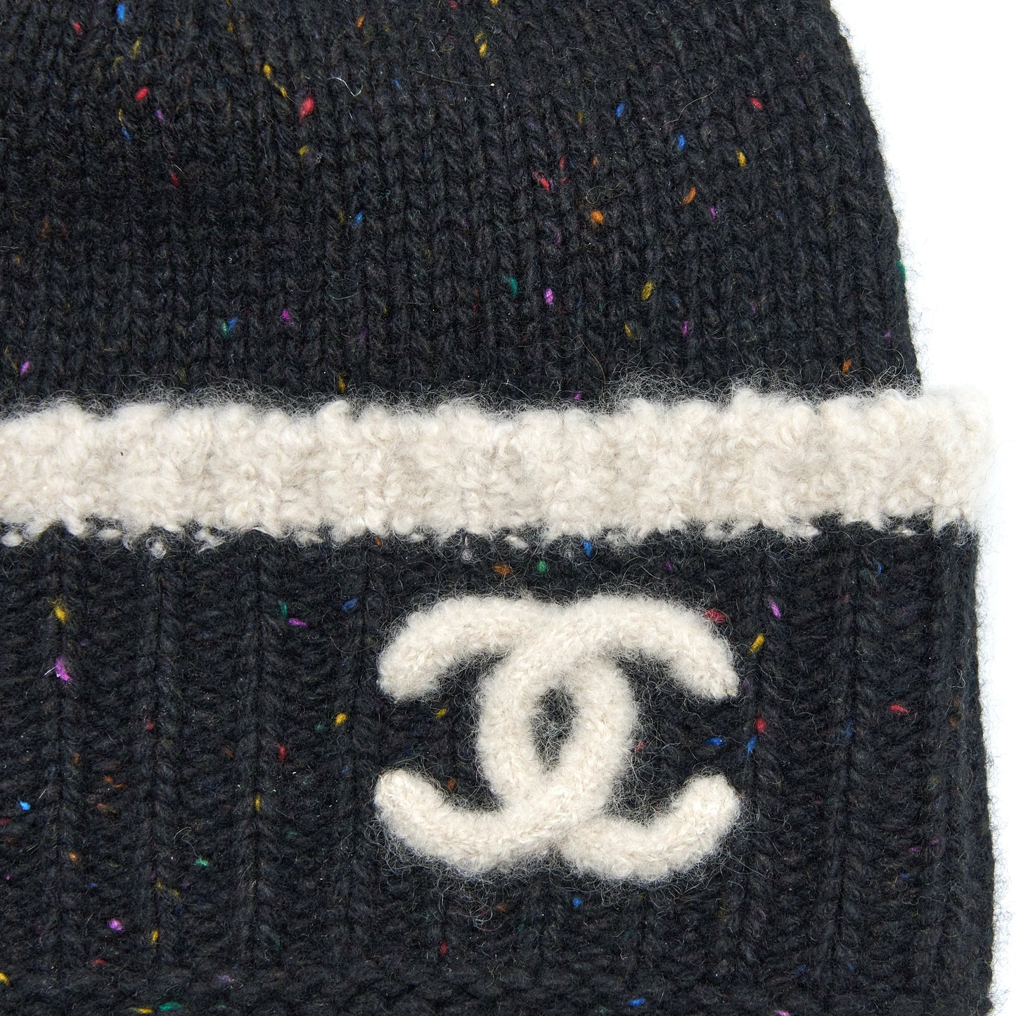 Chanel Beanie Hat Cashmere Black/White