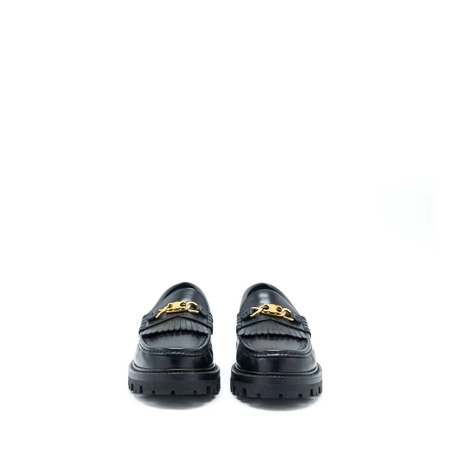 Celine Size 38 Triomphe Chunky Loafer Calfskin Black GHW