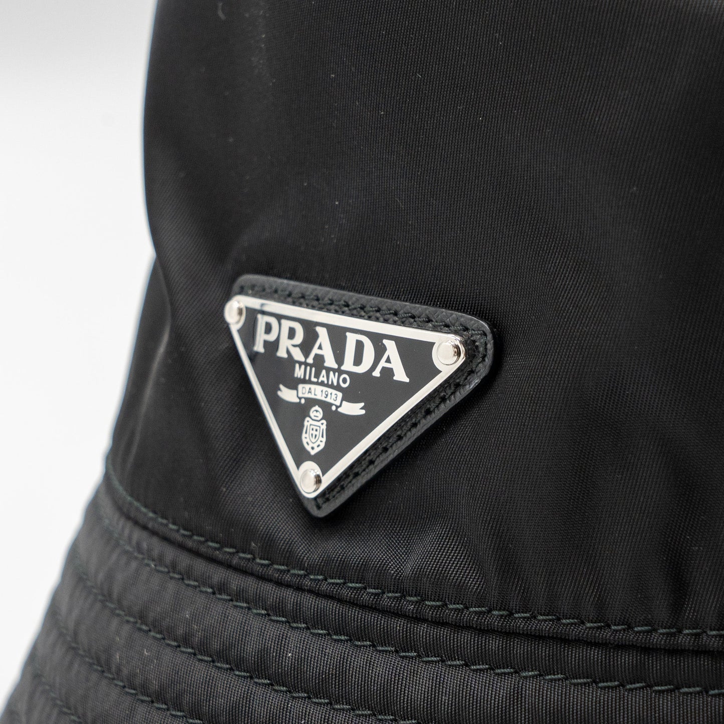 Prada size L re-nylon bucket hat black SHW