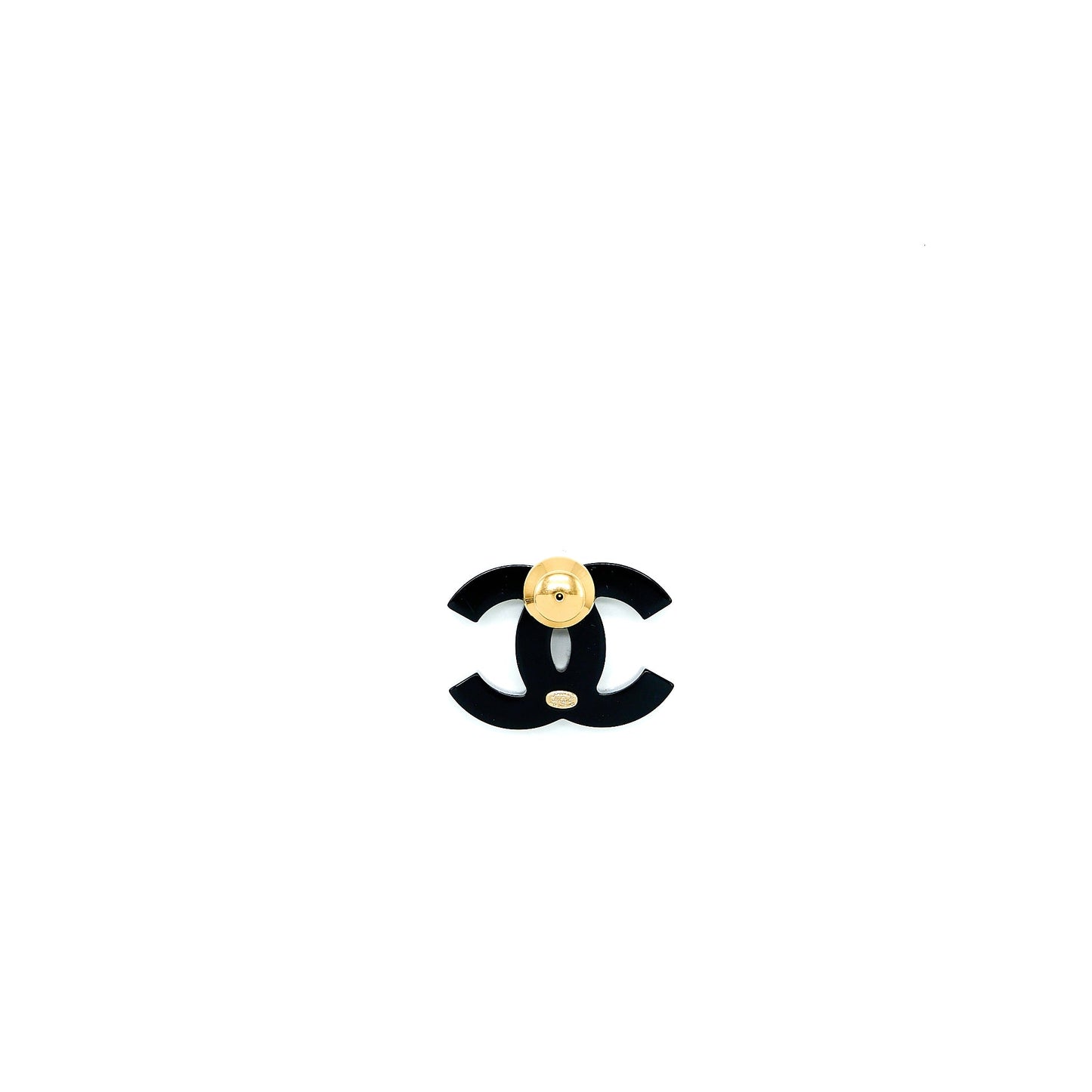 Chanel CC Logo Brooch With Crystal Gold Tone