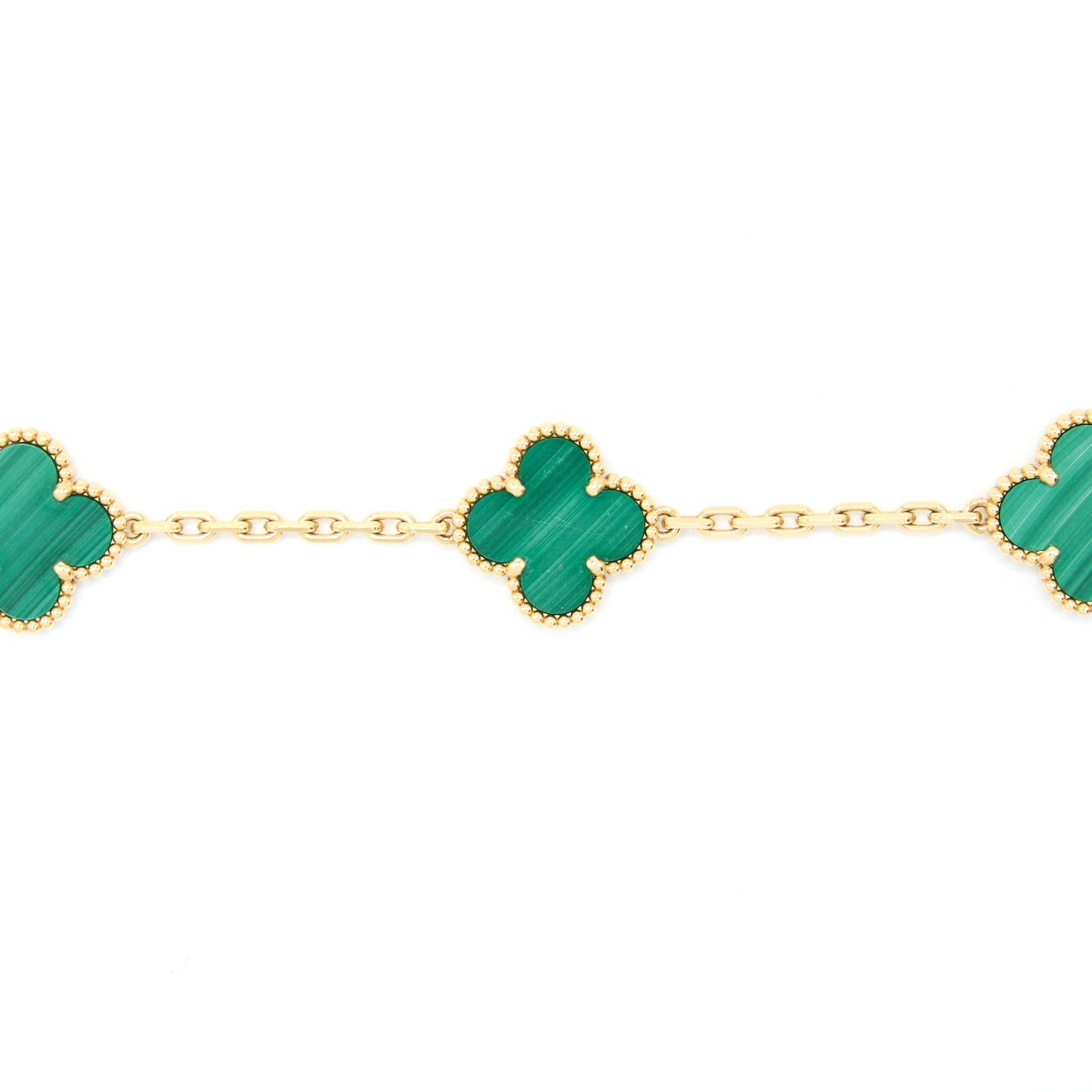 Van Cleef&Arpels Vintage Alhambra Bracelet, 5 Motifs 18K Yellow Gold/Malachite