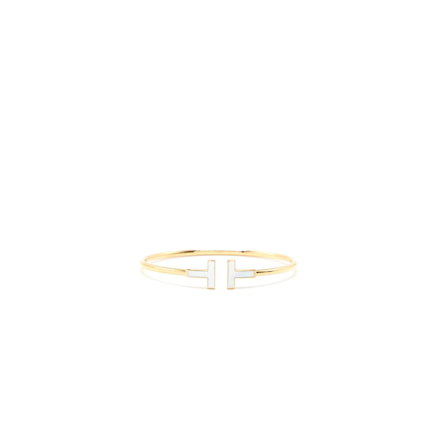 Tiffany Size Medium T Wire Bracelet in Yellow Gold/Mother of Pearl