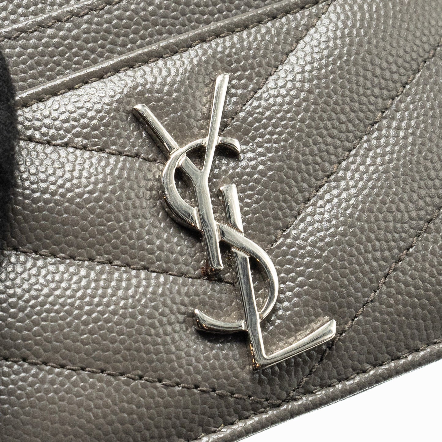 Saint Laurent card holder calfskin grey SHW