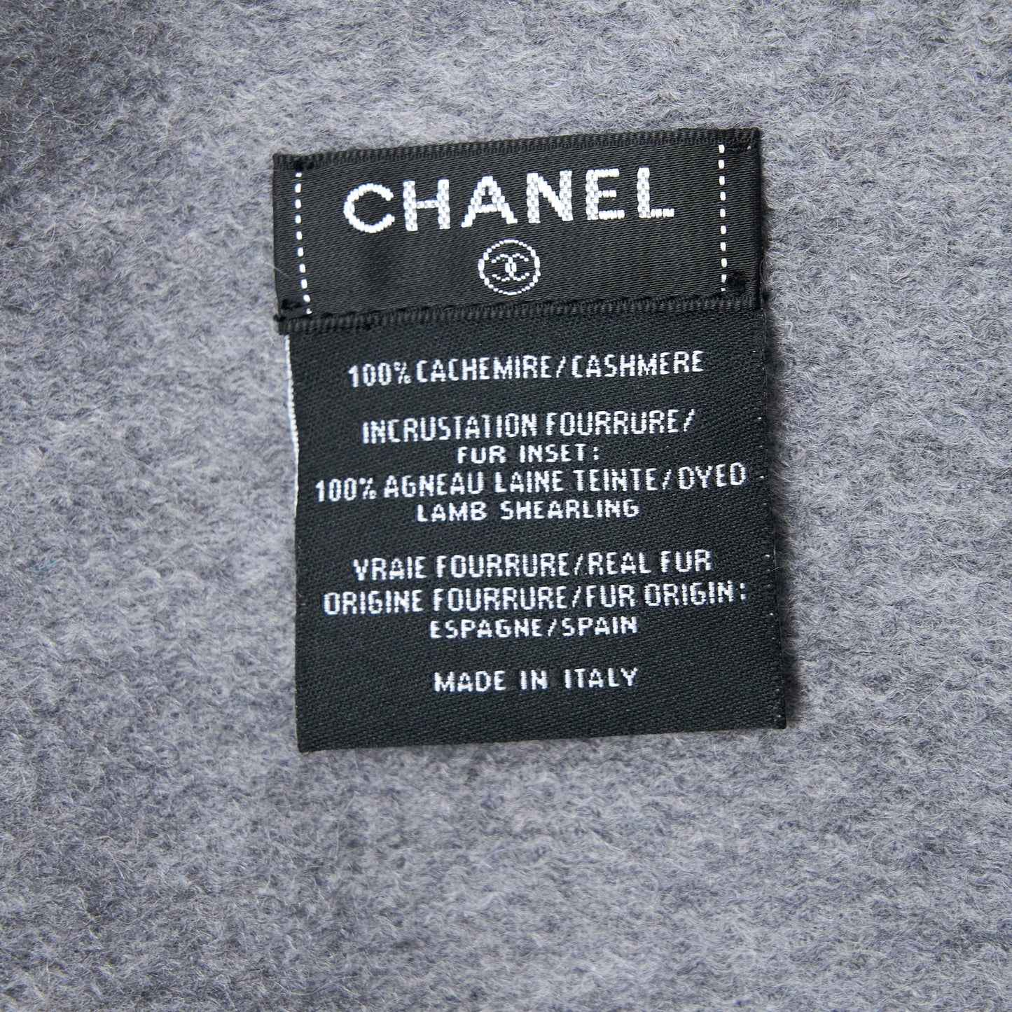 Chanel CC Logo/Letter Scarf/Shawl Cashmere Grey/White