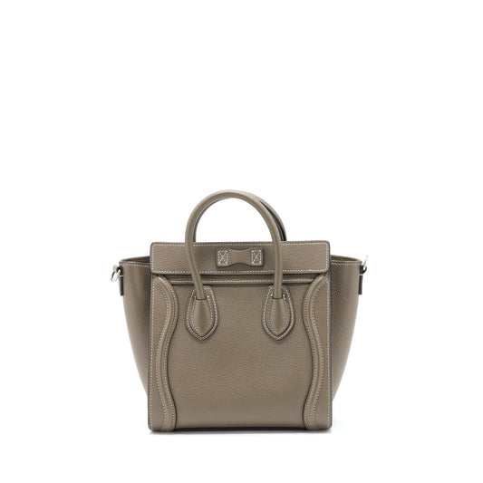 Celine Nano Luggage Bag Calfskin Grey SHW