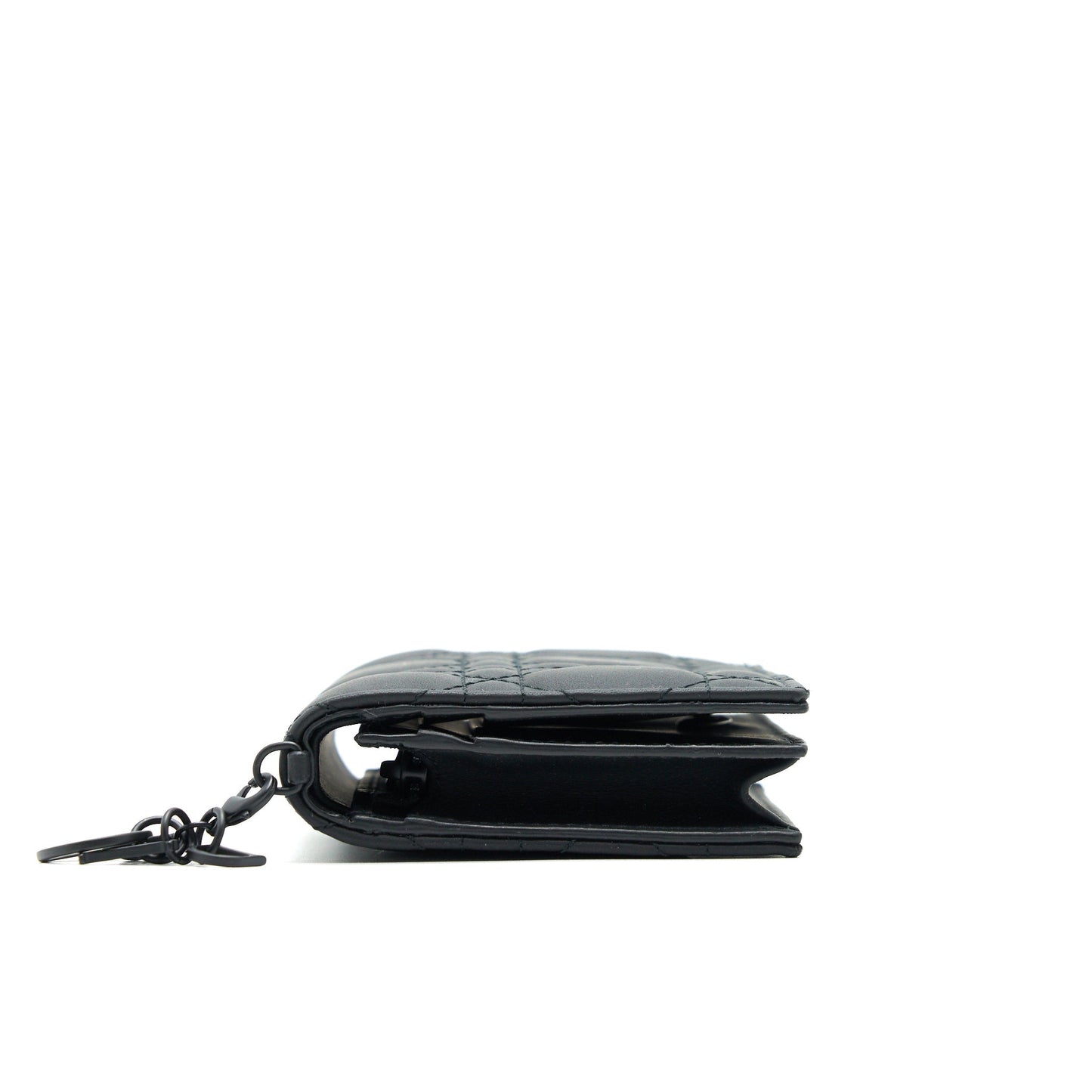 Christian Luxury Dior Ultra Matte Black Cannage Quilted Leather Lady Luxury Dior Card Holder