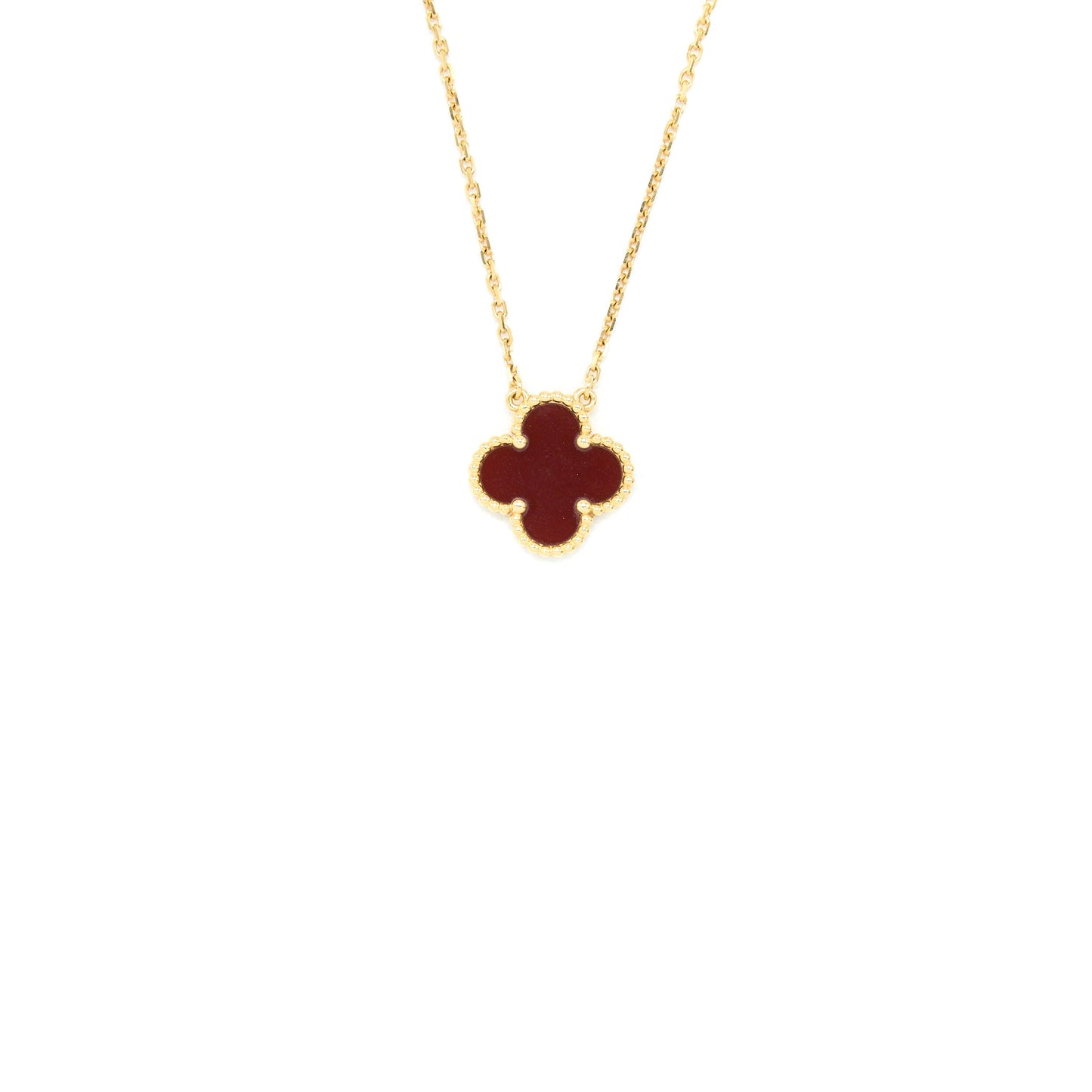 Van Cleef&Arpels Vintage Alhambra Pendant Carnelian Yellow Gold