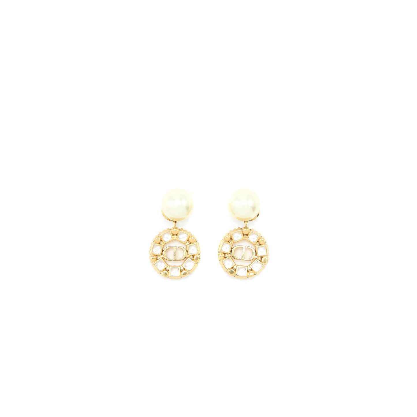 Luxury Dior CD Logo Dropped Earring Pearl/Crystal Gold Tone