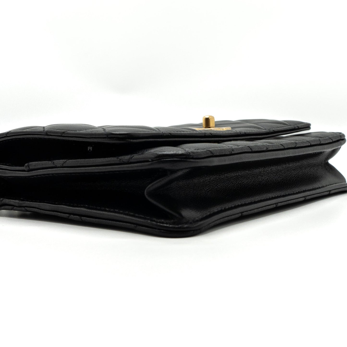Chanel pearl crush wallet on chain lambskin BLACK GHW (microchip)