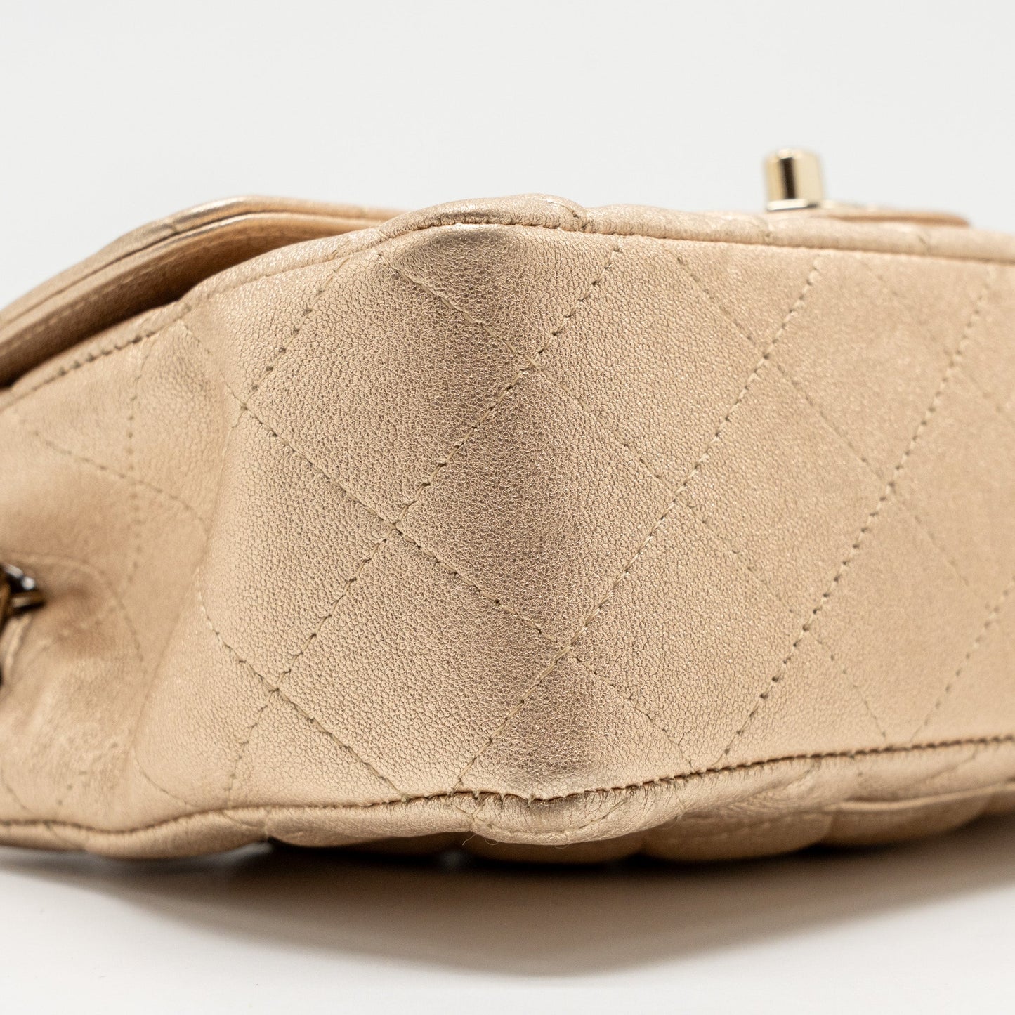 Chanel Mini Rectangular flap bag lambskin metallic gold LGHW