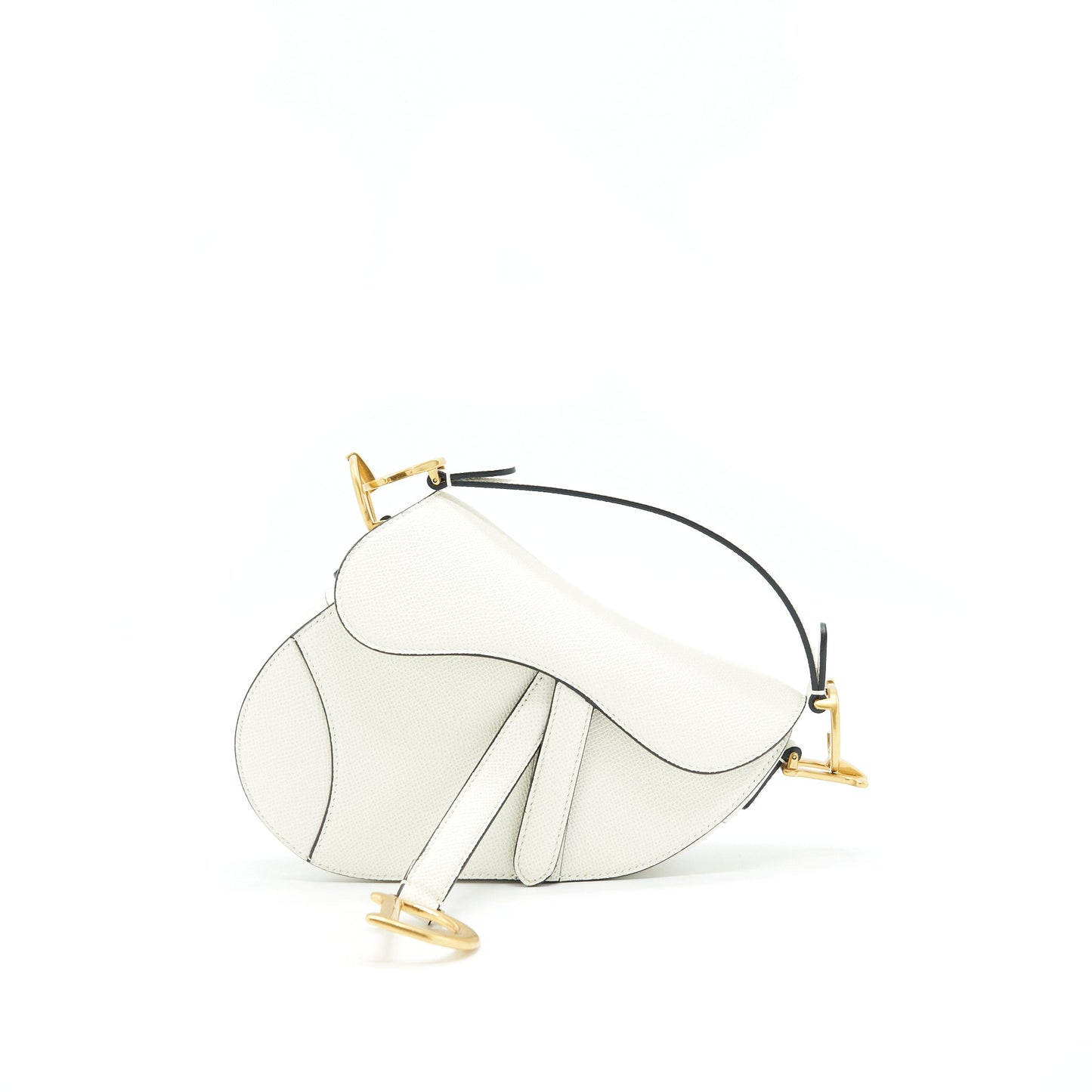 CHRISTIAN Luxury Dior SMALL SADDLE BAG WHITE GHW