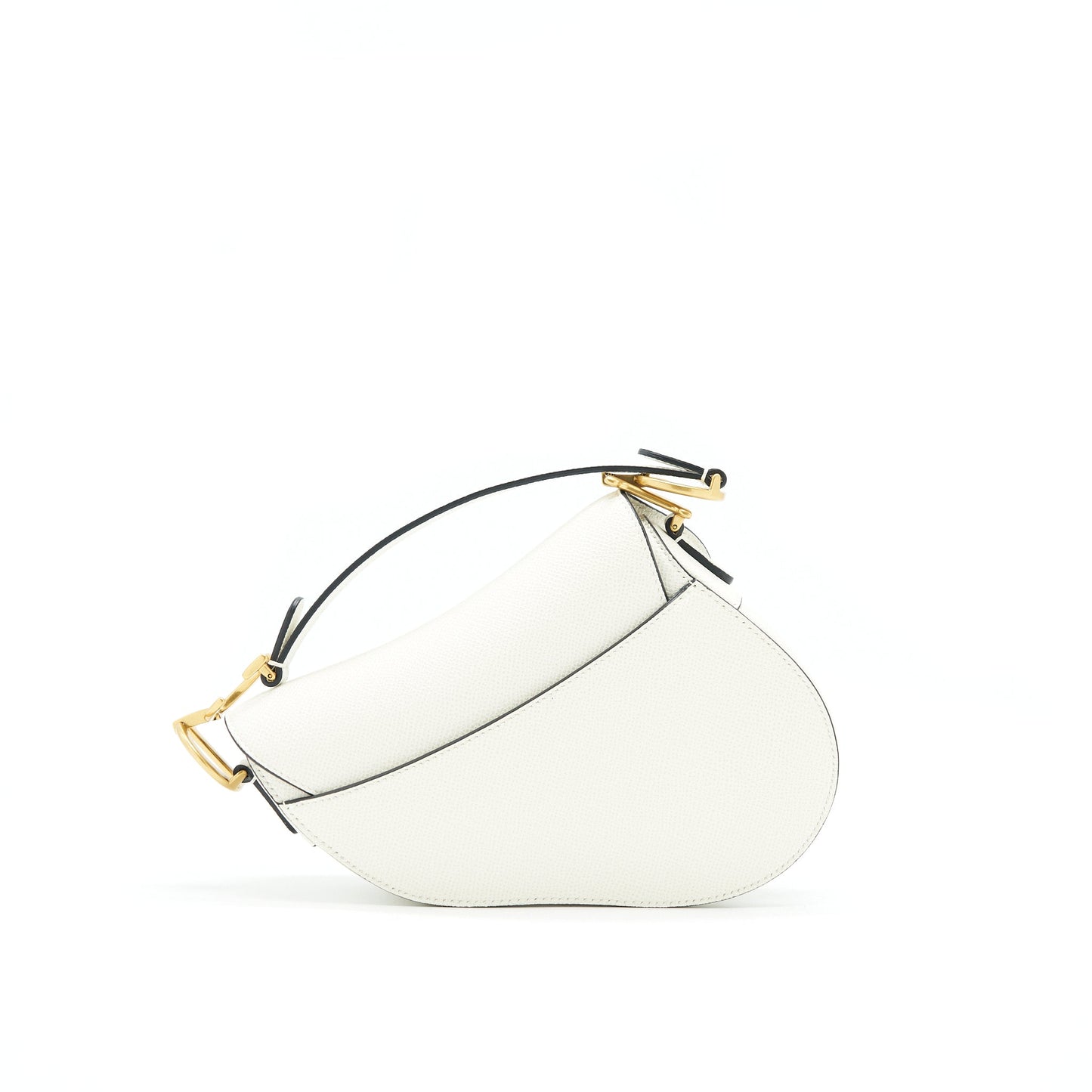CHRISTIAN Luxury Dior SMALL SADDLE BAG WHITE GHW