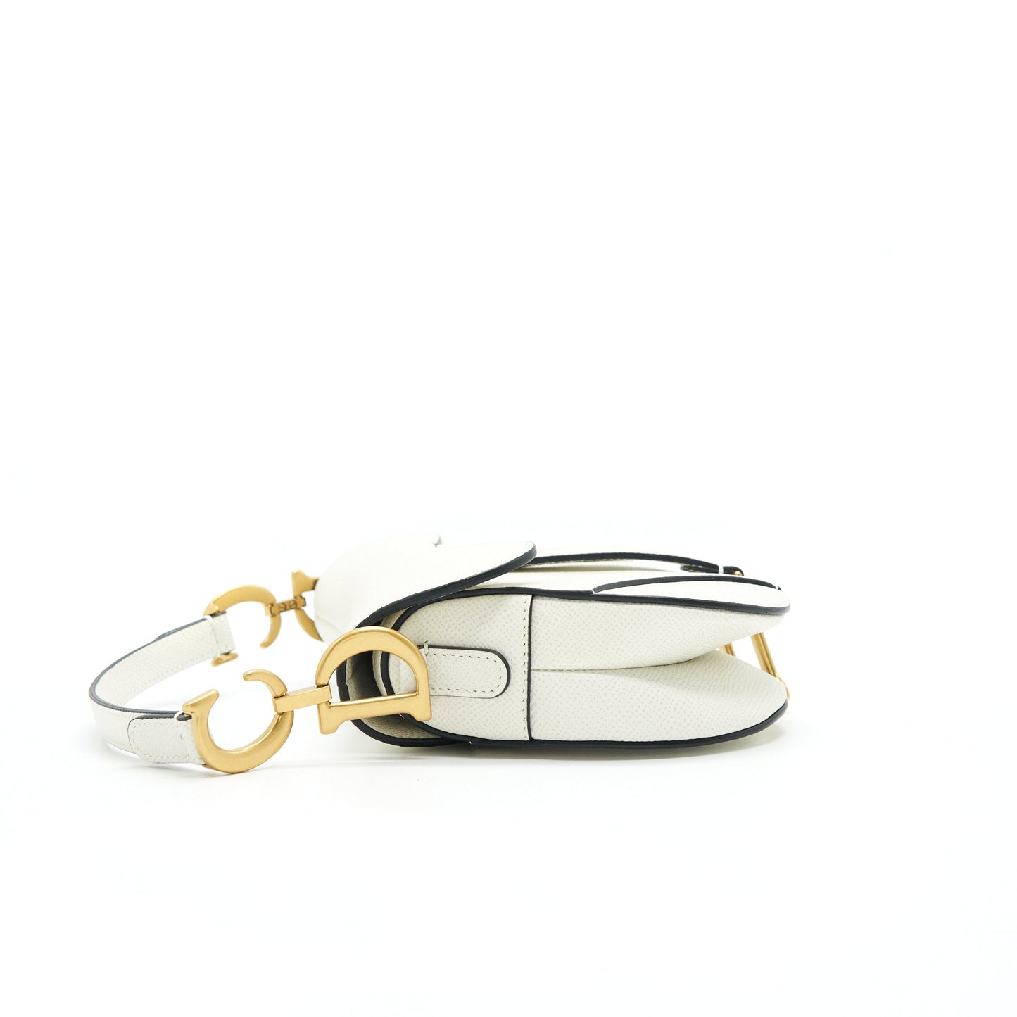 CHRISTIAN Luxury Dior SMALL SADDLE BAG WHITE GHW