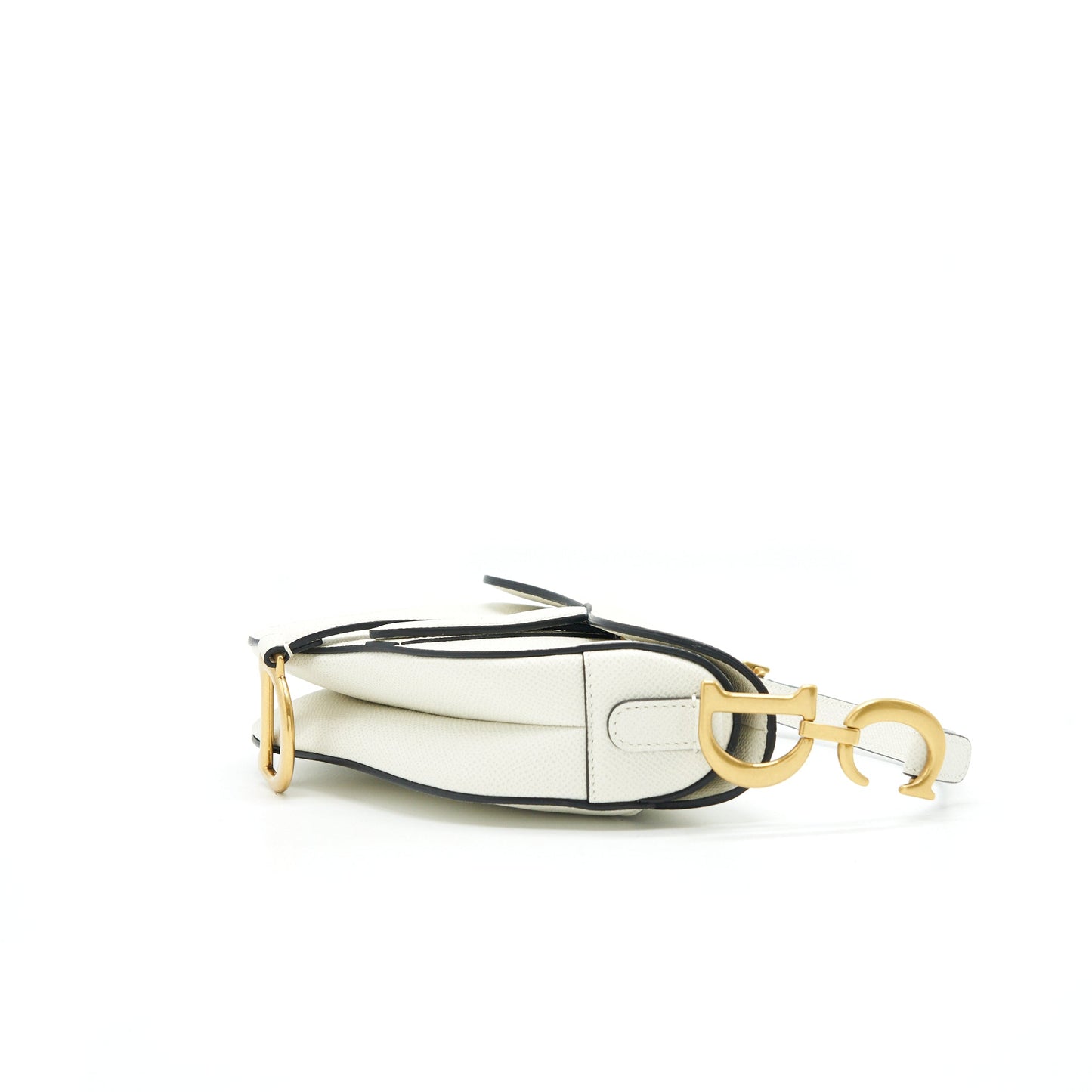 CHRISTIAN Luxury Dior SMALL SADDLE BAG WHITE GHW