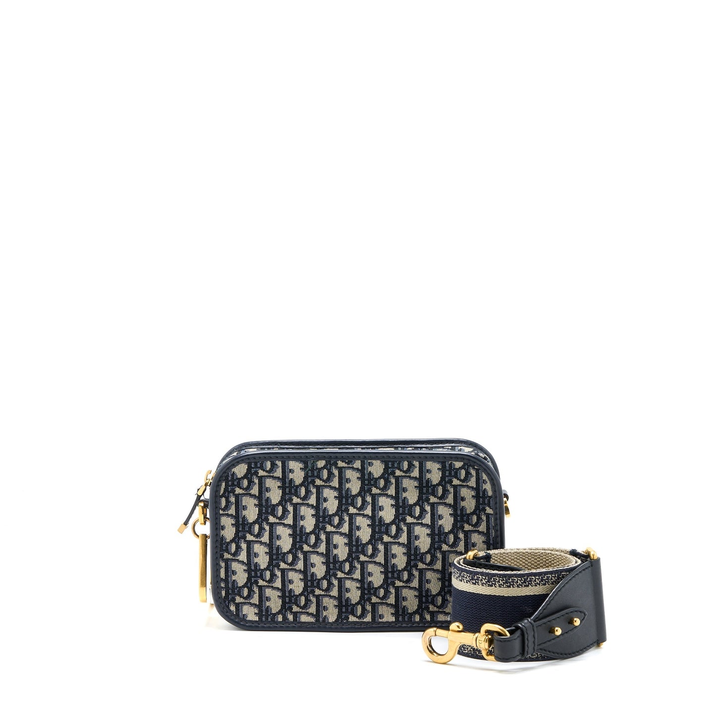 Luxury Dior Luxury Diorquake Pouch Blue Oblique Canvas With An Extra Strap