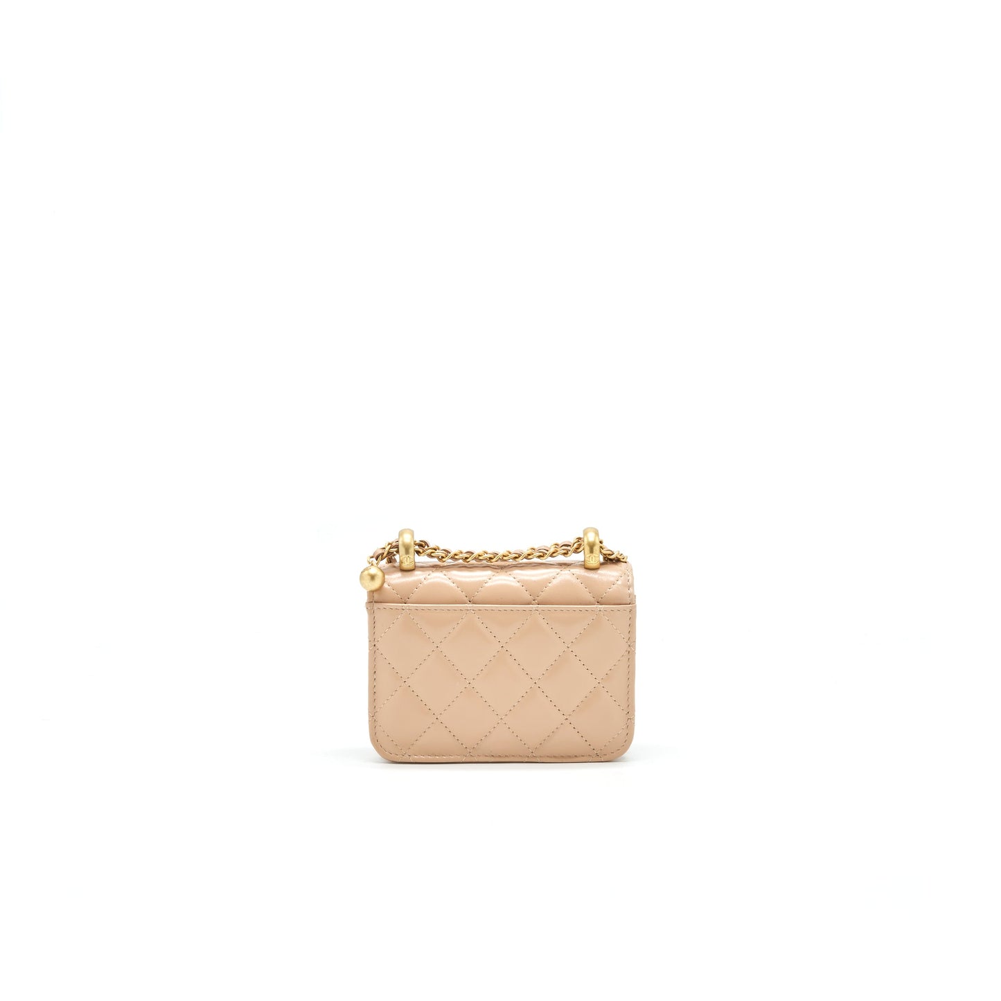 Chanel 21A Flap Coin Purse with Chain beige